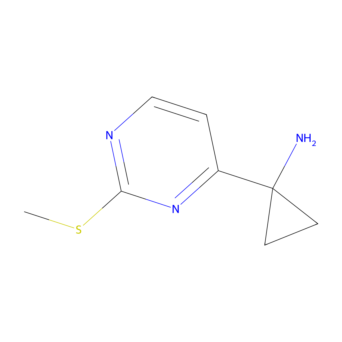 1-[2-(Methylsulfanyl)pyrimidin-4-yl]cyclopropan-1-amine molecular structure, CAS 1501529-46-9