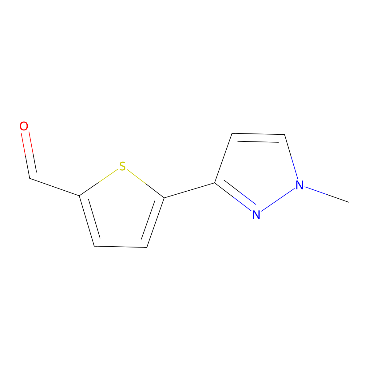 5-(1-methyl-1H-pyrazol-3-yl)thiophene-2-carbaldehyde molecular structure, CAS 1501550-05-5