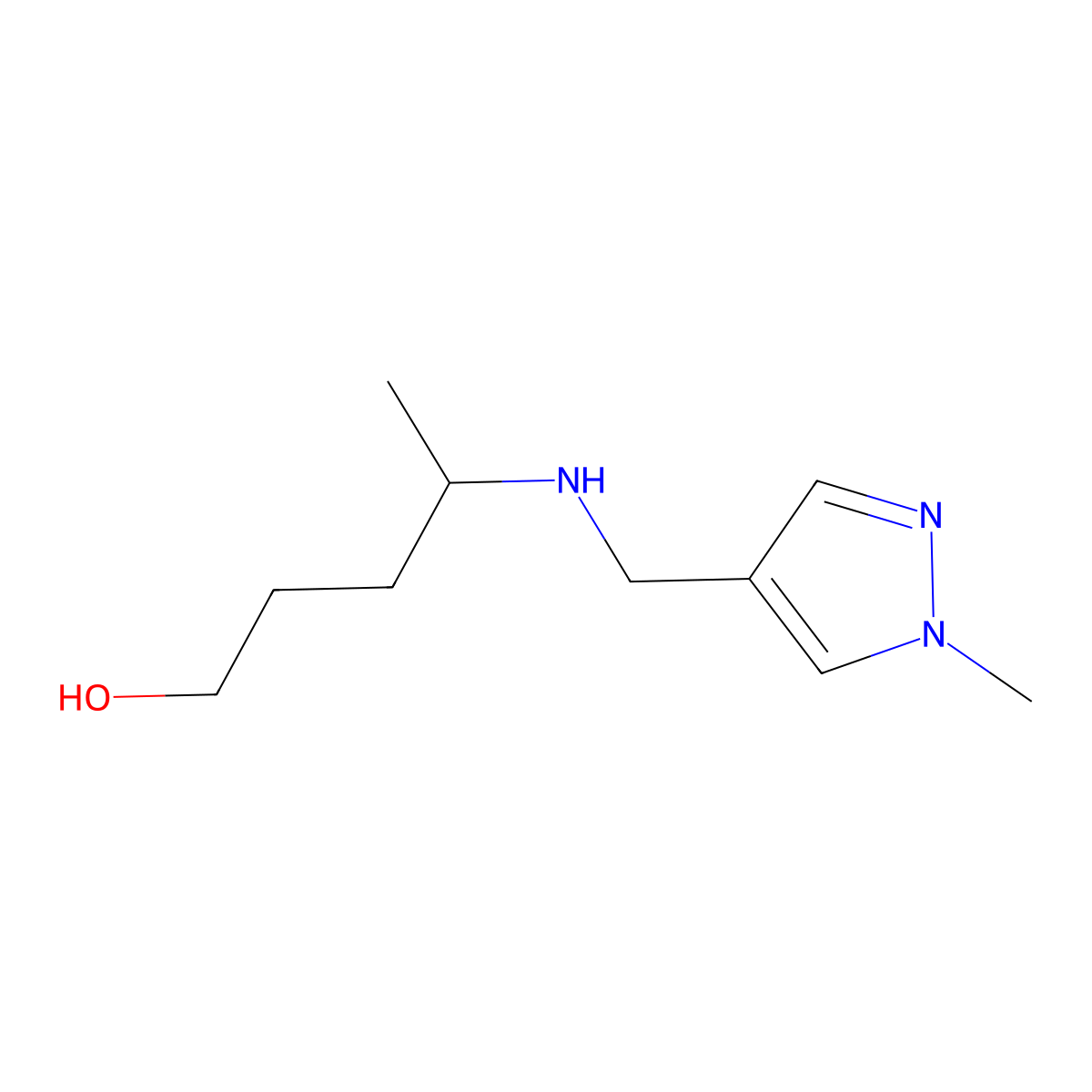 4-{[(1-methyl-1H-pyrazol-4-yl)methyl]amino}pentan-1-ol molecular structure, CAS 1501552-00-6