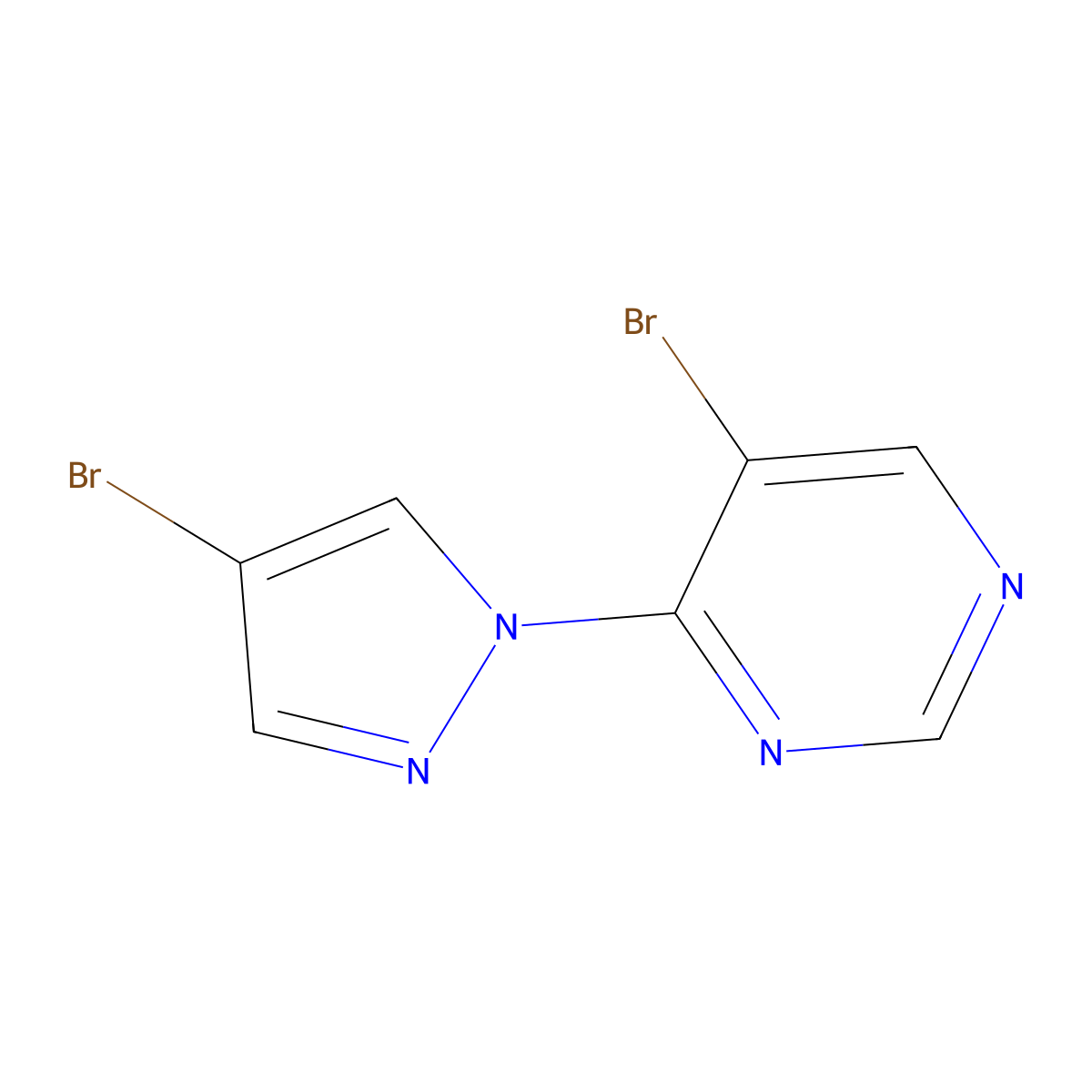 5-bromo-4-(4-bromo-1H-pyrazol-1-yl)pyrimidine molecular structure, CAS 1501562-91-9