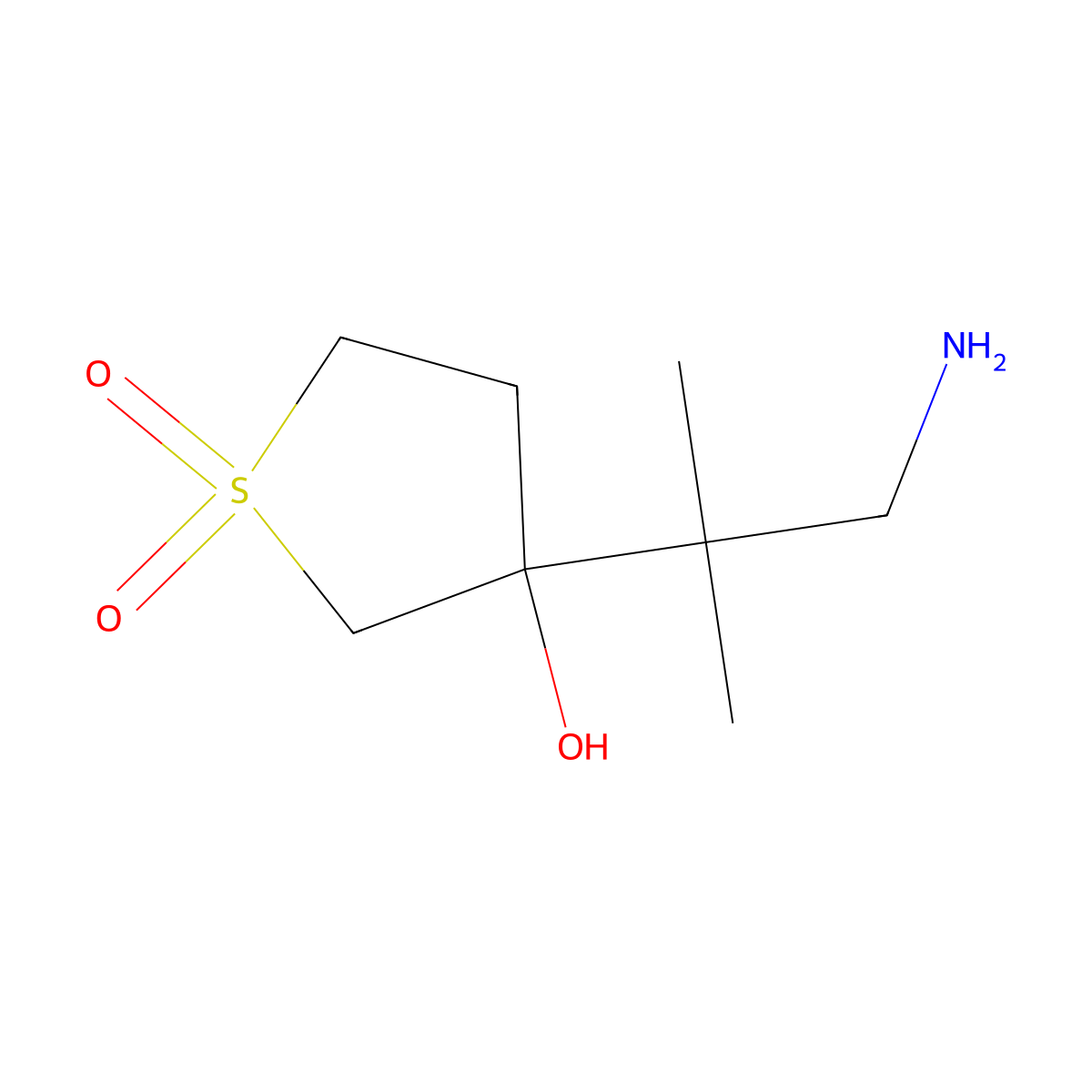 3-(1-Amino-2-methylpropan-2-yl)-3-hydroxy-1lambda6-thiolane-1,1-dione molecular structure, CAS 1501572-26-4