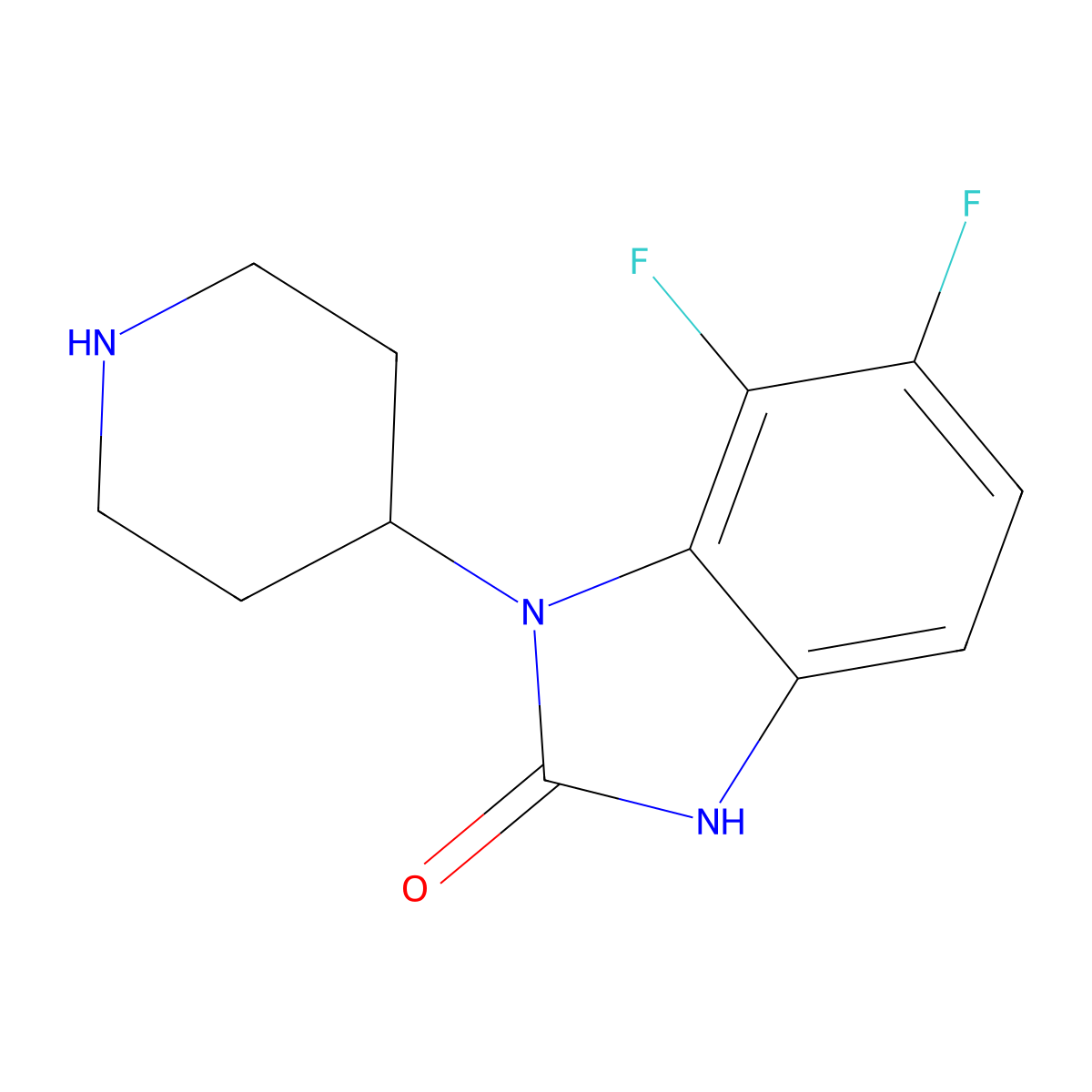 6,7-difluoro-1-(piperidin-4-yl)-1H-benzo[d]imidazol-2(3H)-one molecular structure, CAS 1501589-87-2