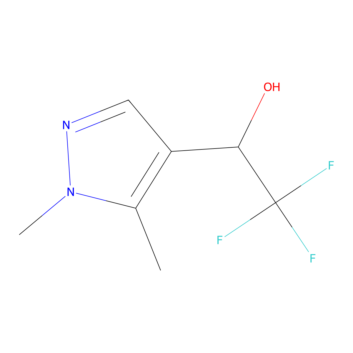 1-(1,5-dimethyl-1H-pyrazol-4-yl)-2,2,2-trifluoroethan-1-ol molecular structure, CAS 1501616-65-4