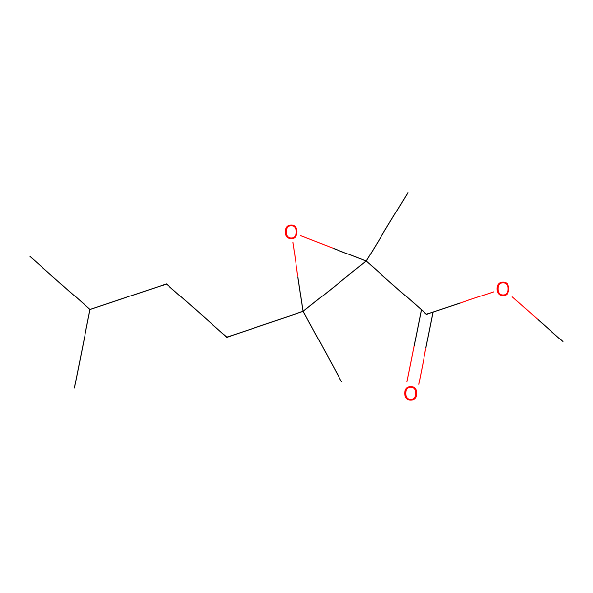 Methyl 2,3-dimethyl-3-(3-methylbutyl)oxirane-2-carboxylate molecular structure, CAS 1501623-08-0