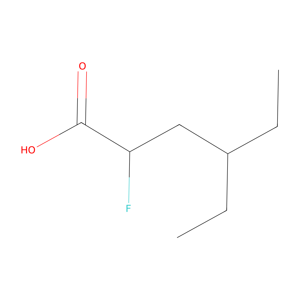 4-Ethyl-2-fluorohexanoic acid molecular structure, CAS 1501627-24-2