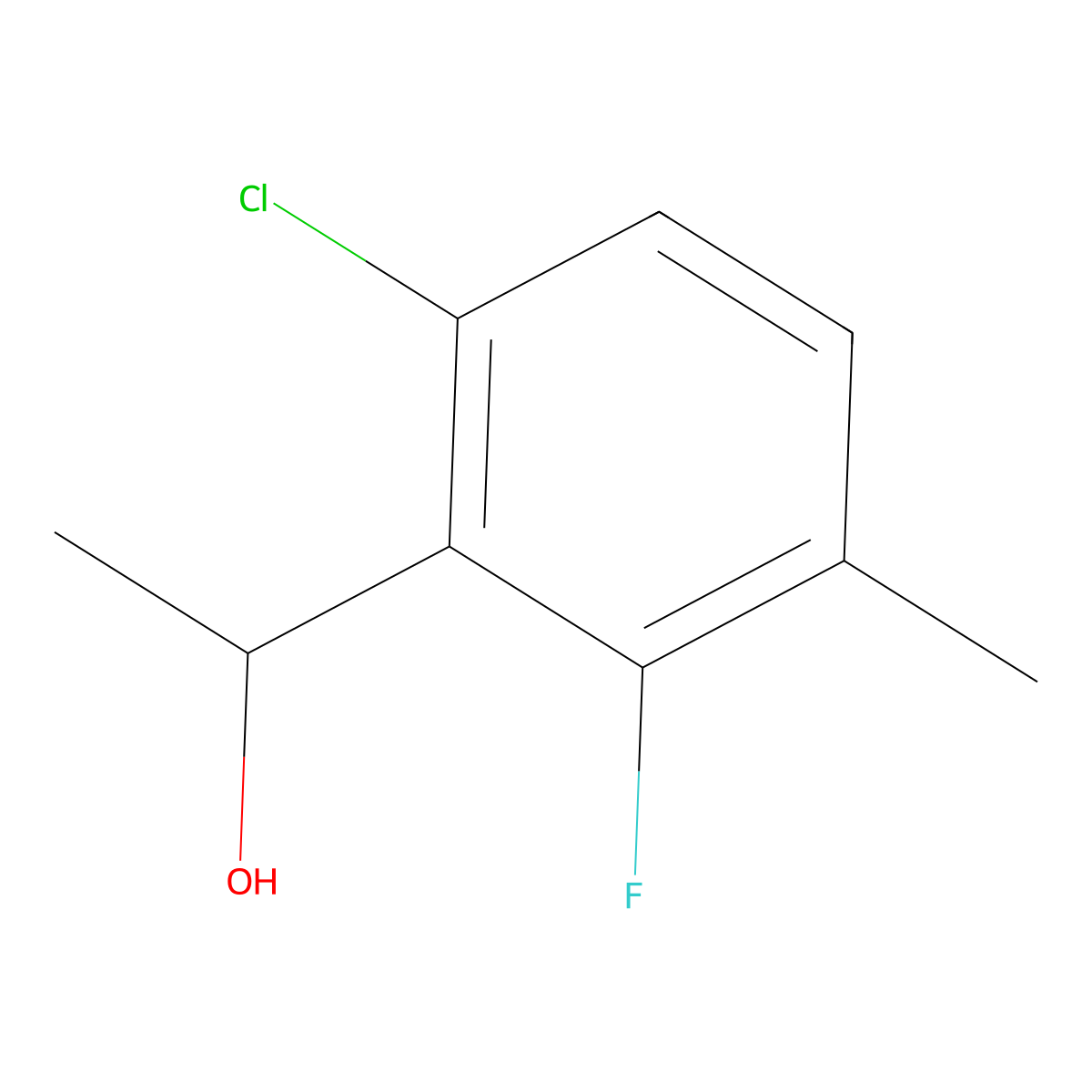1-(6-Chloro-2-fluoro-3-methylphenyl)ethanol molecular structure, CAS 1501628-94-9