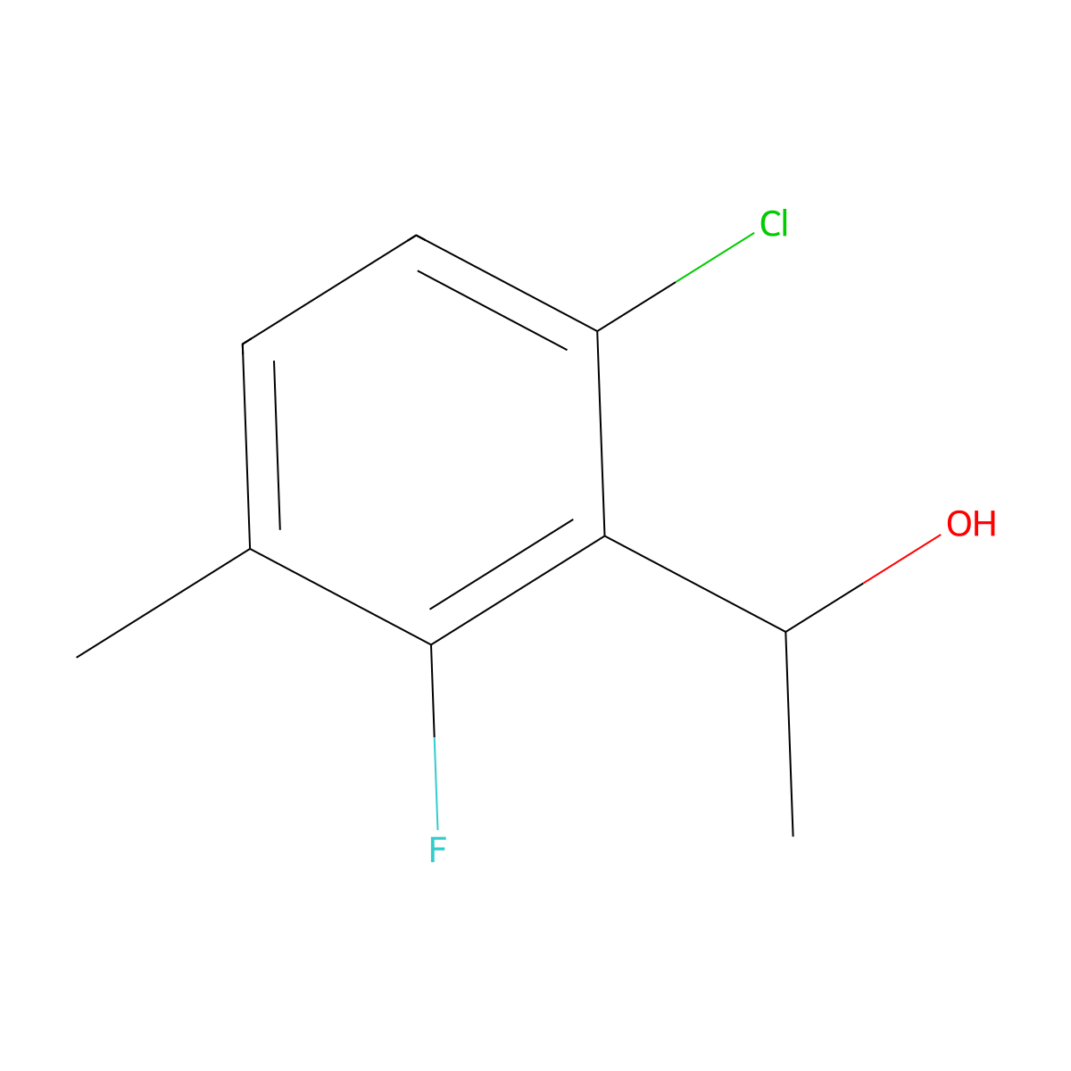 1-(6-Chloro-2-fluoro-3-methylphenyl)ethanol molecular structure, CAS 1501628-94-9
