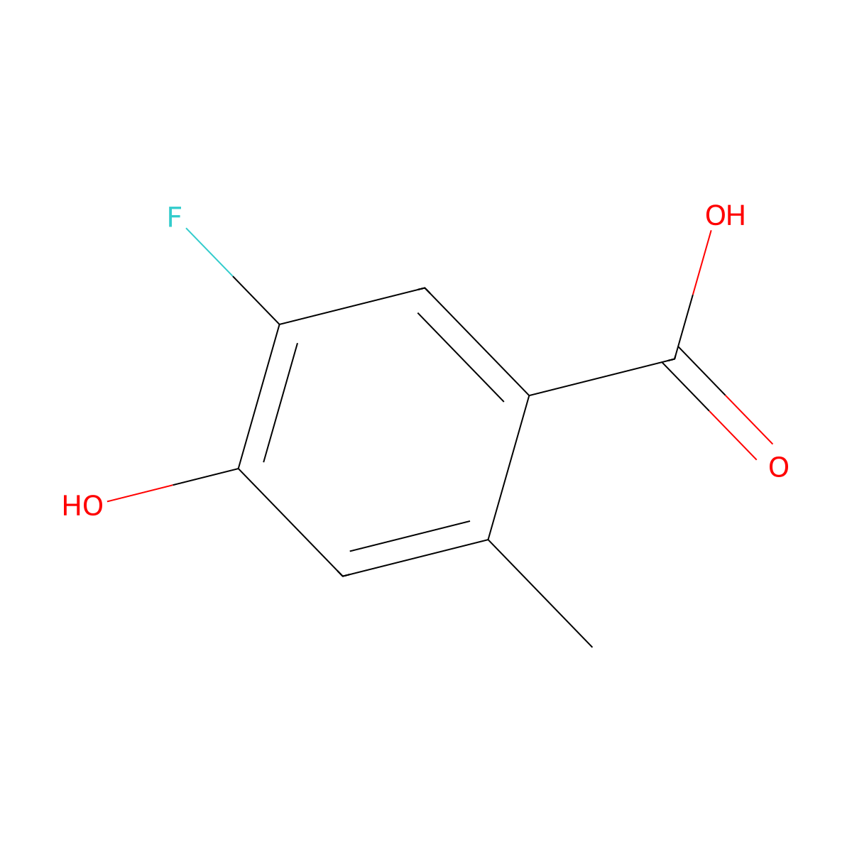 5-Fluoro-4-hydroxy-2-methylbenzoic acid molecular structure, CAS 150164-55-9