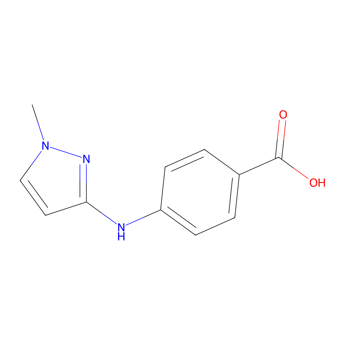 4-((1-methyl-1H-pyrazol-3-yl)amino)benzoic acid molecular structure, CAS 1501642-68-7