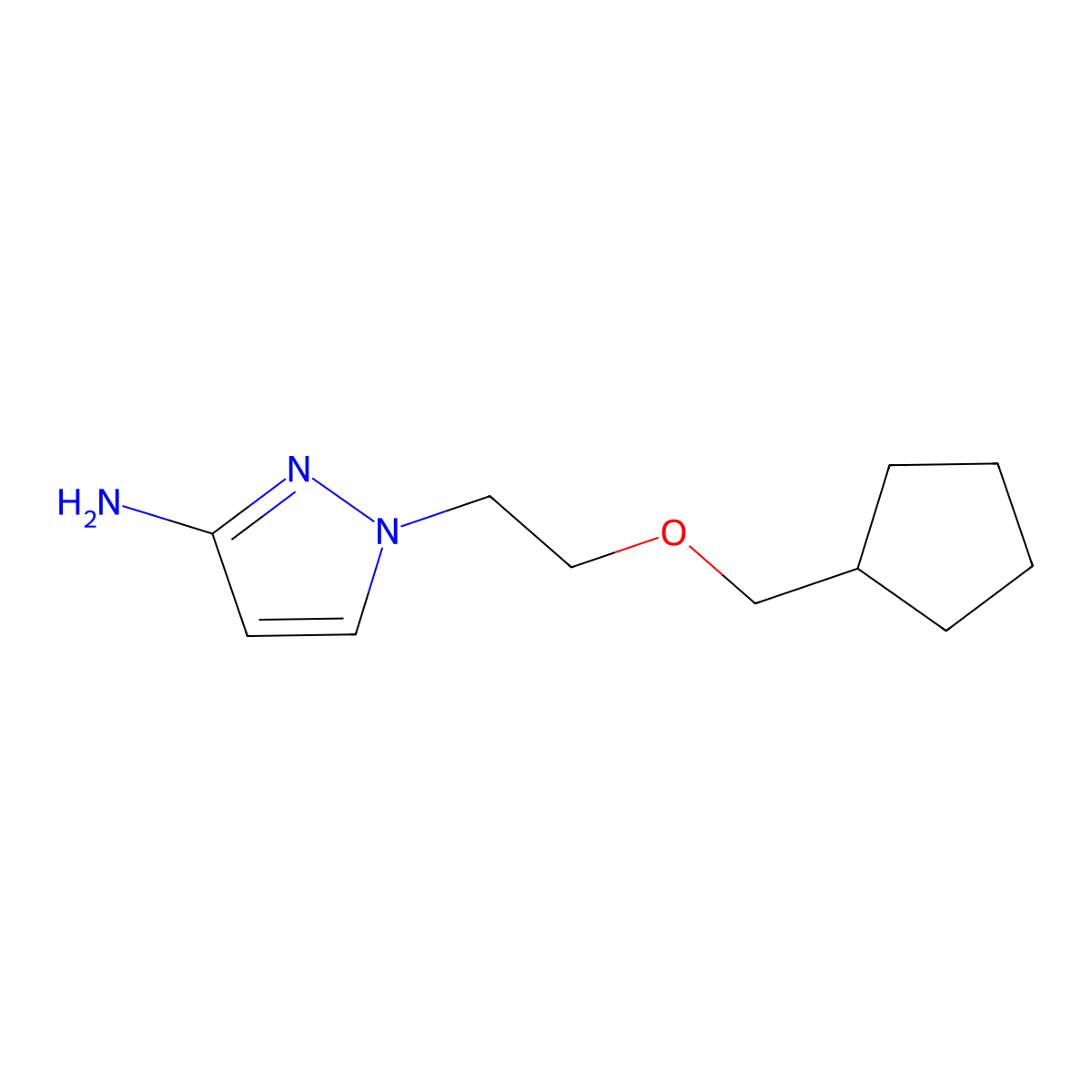 1-(2-(Cyclopentylmethoxy)ethyl)-1h-pyrazol-3-amine molecular structure, CAS 1501660-35-0