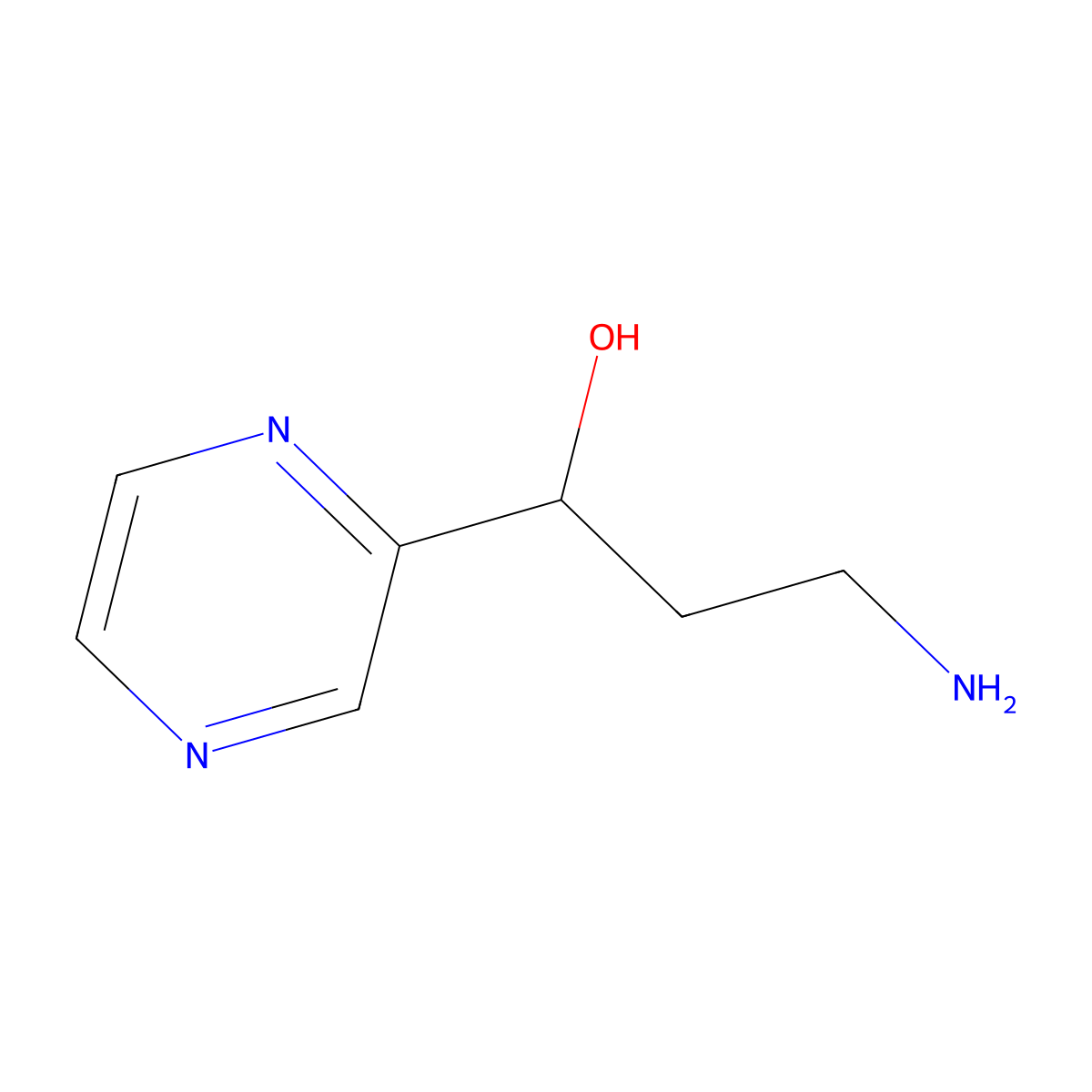 3-Amino-1-(pyrazin-2-yl)propan-1-ol molecular structure, CAS 1501680-98-3