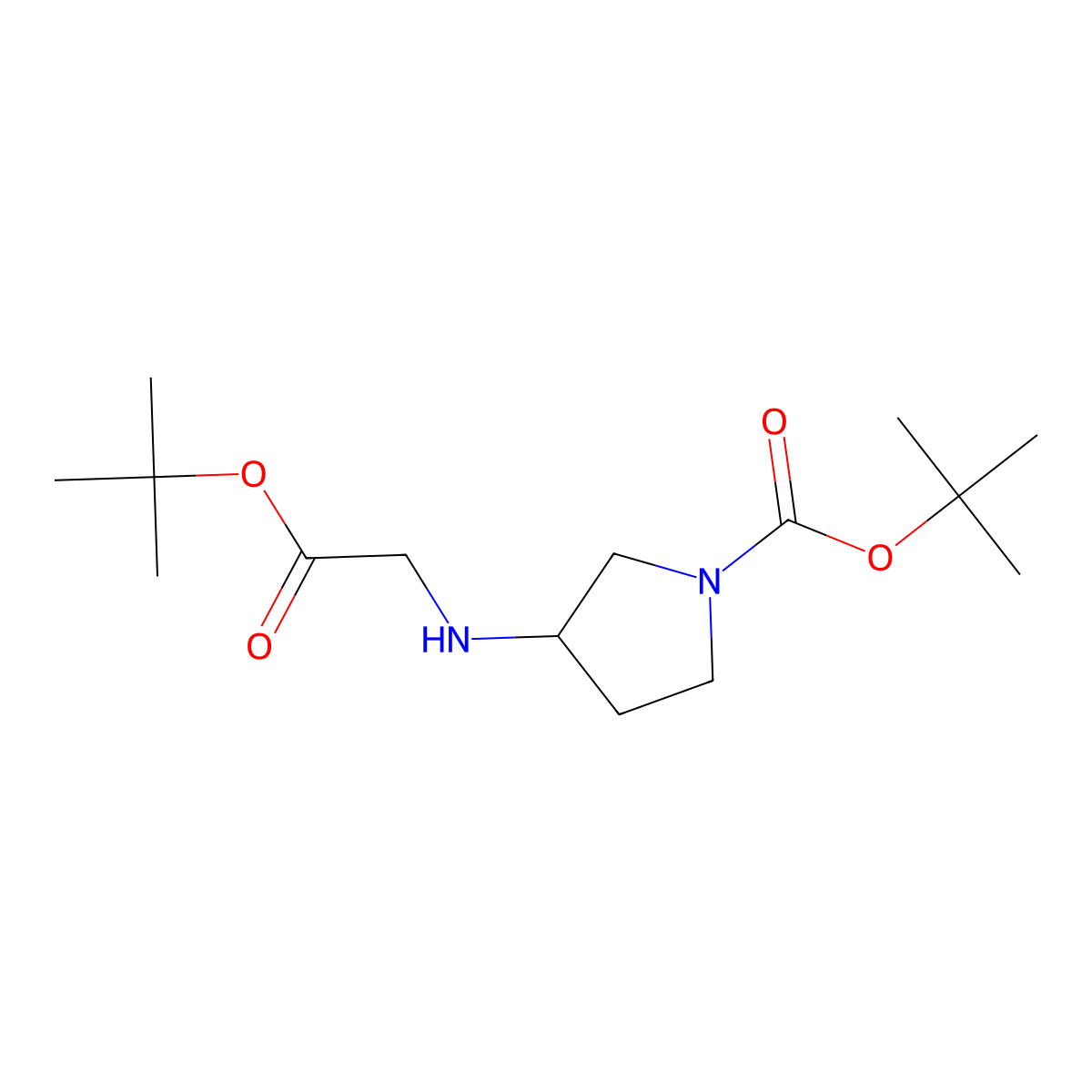 Tert-butyl 3-{[2-(tert-butoxy)-2-oxoethyl]amino}pyrrolidine-1-carboxylate molecular structure, CAS 1501682-04-7