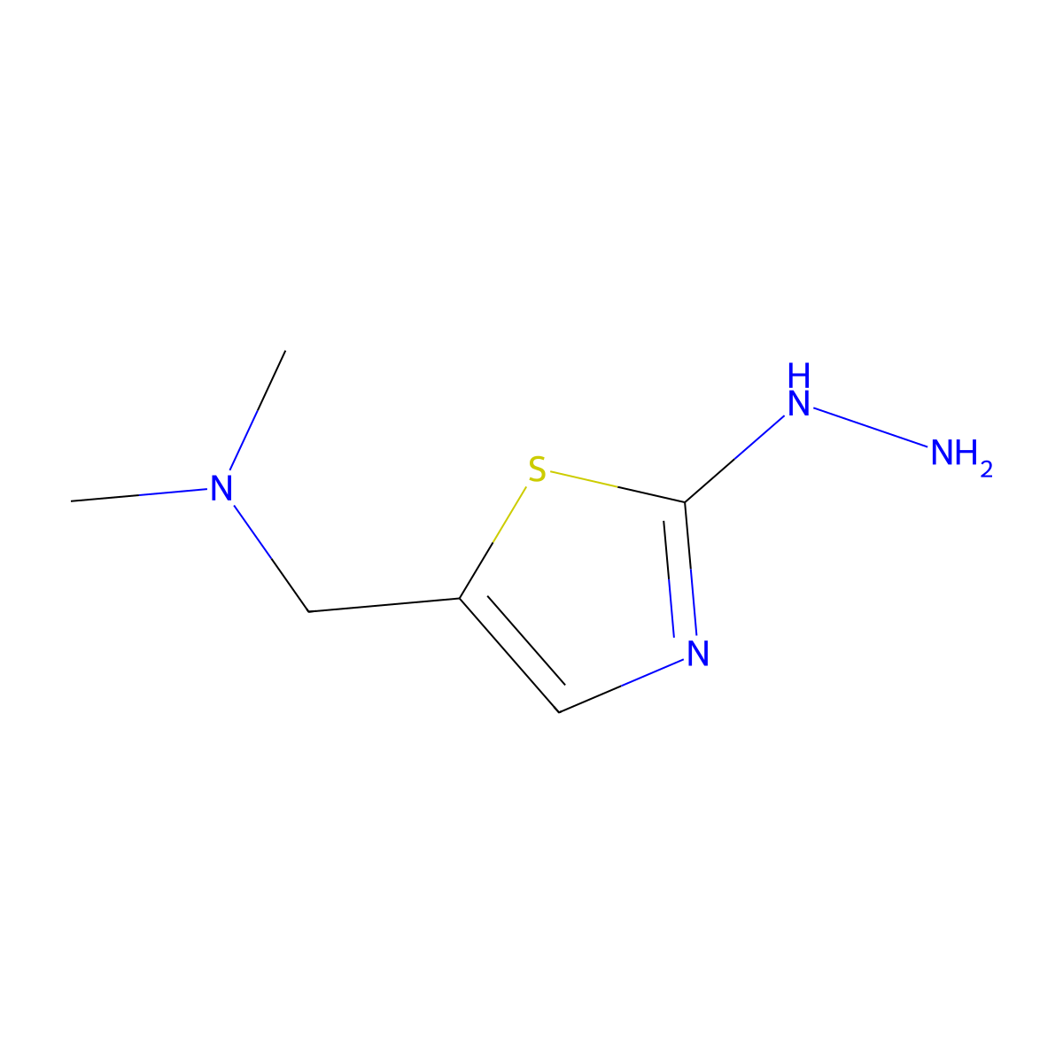 1-(2-Hydrazinylthiazol-5-yl)-N,N-dimethylmethanamine molecular structure, CAS 1501697-72-8