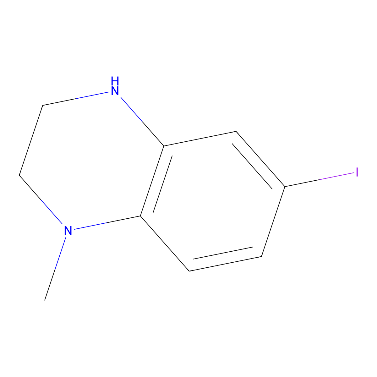 6-Iodo-1-methyl-1,2,3,4-tetrahydroquinoxaline molecular structure, CAS 1501702-03-9