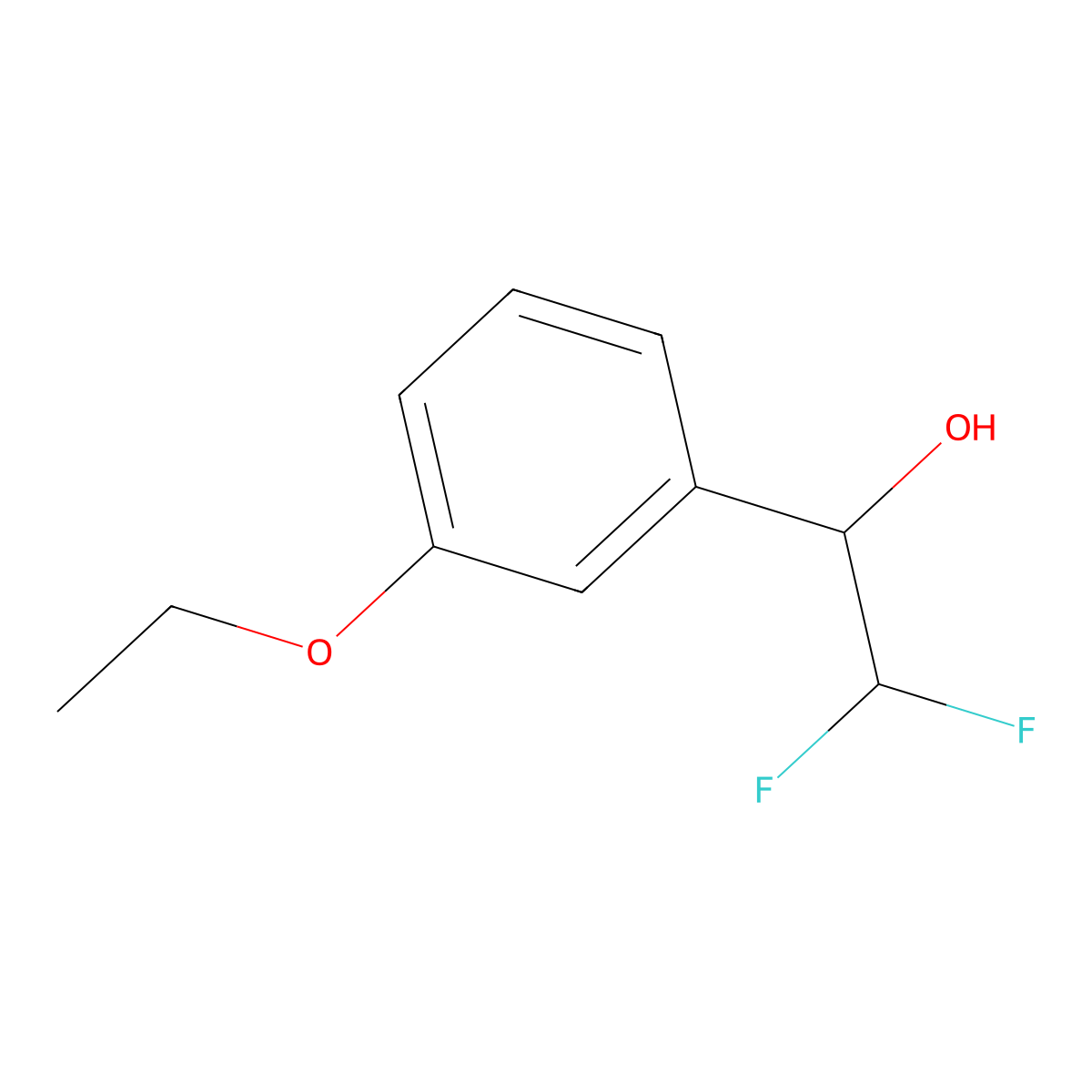 1-(3-Ethoxyphenyl)-2,2-difluoroethan-1-ol molecular structure, CAS 1501703-21-4