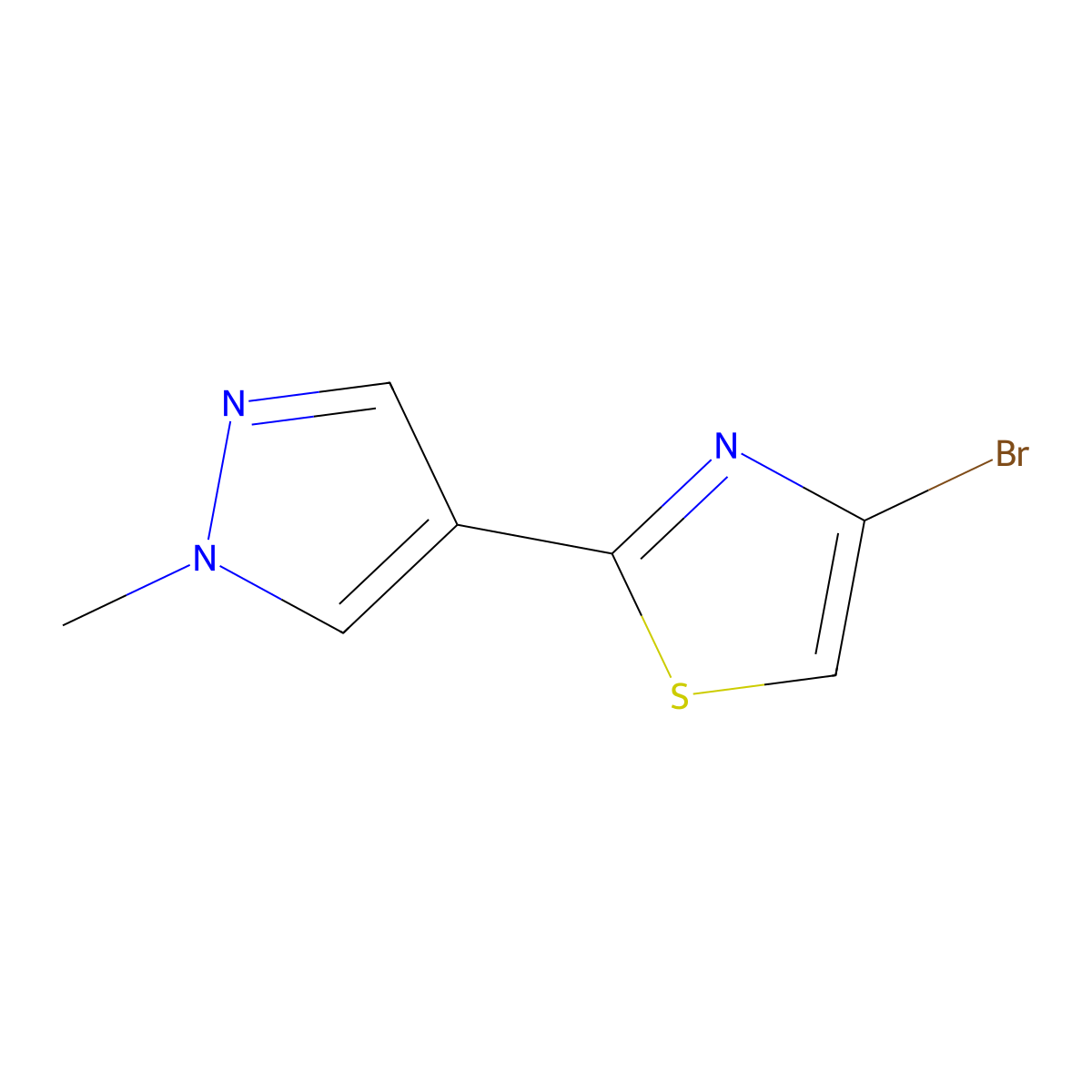 4-bromo-2-(1-methyl-1H-pyrazol-4-yl)-1,3-thiazole molecular structure, CAS 1501714-66-4