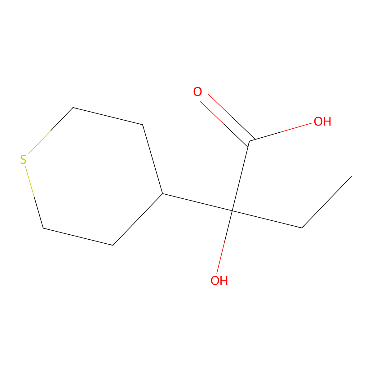 2-Hydroxy-2-(tetrahydro-2H-thiopyran-4-yl)butanoic acid molecular structure, CAS 1501719-52-3