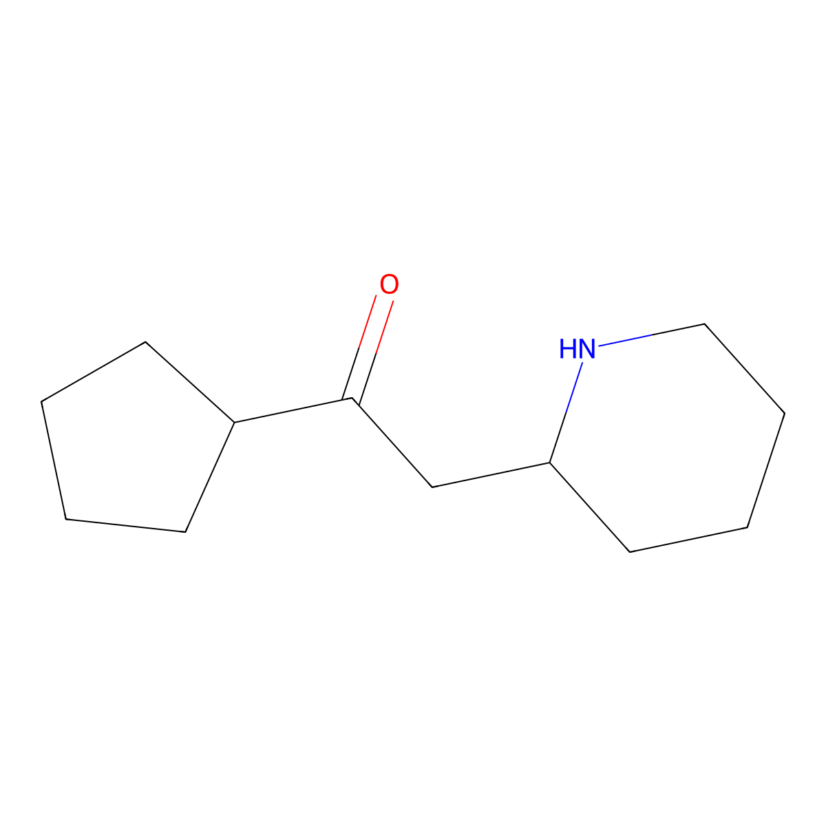 1-Cyclopentyl-2-(piperidin-2-yl)ethan-1-one molecular structure, CAS 1501741-55-4