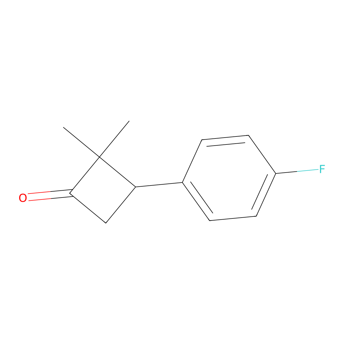3-(4-Fluorophenyl)-2,2-dimethylcyclobutan-1-one molecular structure, CAS 1501751-05-8