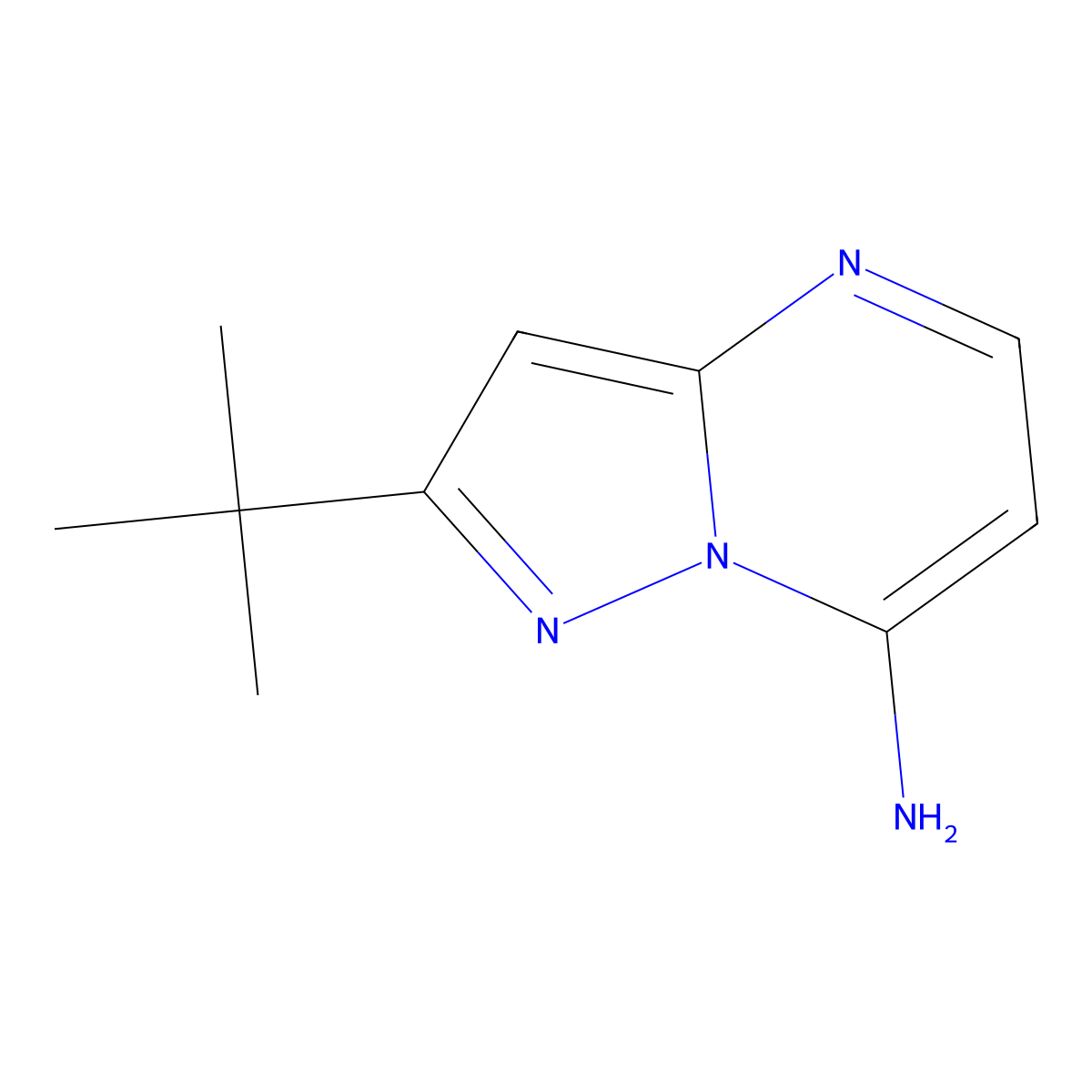 2-Tert-butylpyrazolo[1,5-A]pyrimidin-7-amine molecular structure, CAS 1501754-22-8