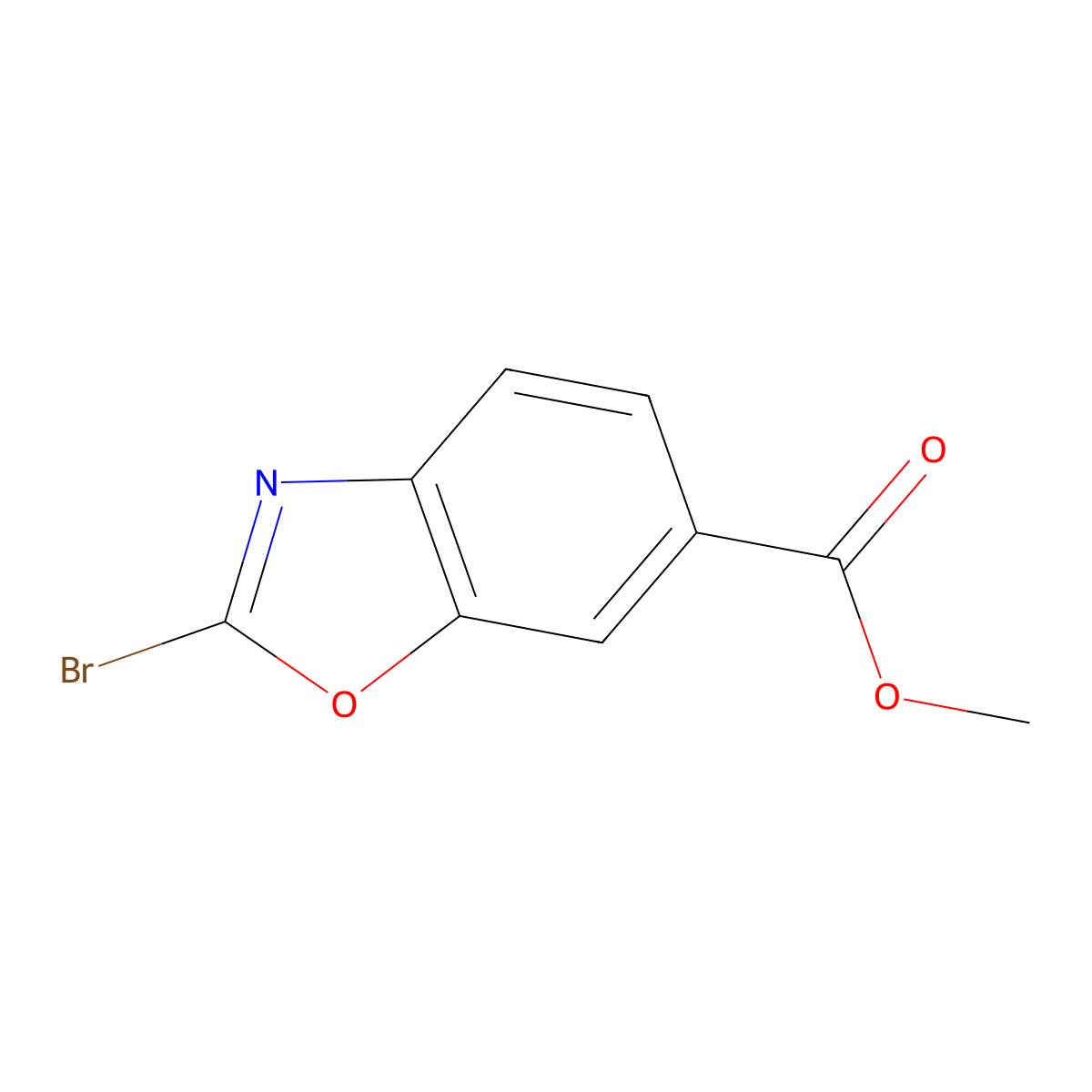 Methyl 2-bromo-1,3-benzoxazole-6-carboxylate molecular structure, CAS 1501773-59-6