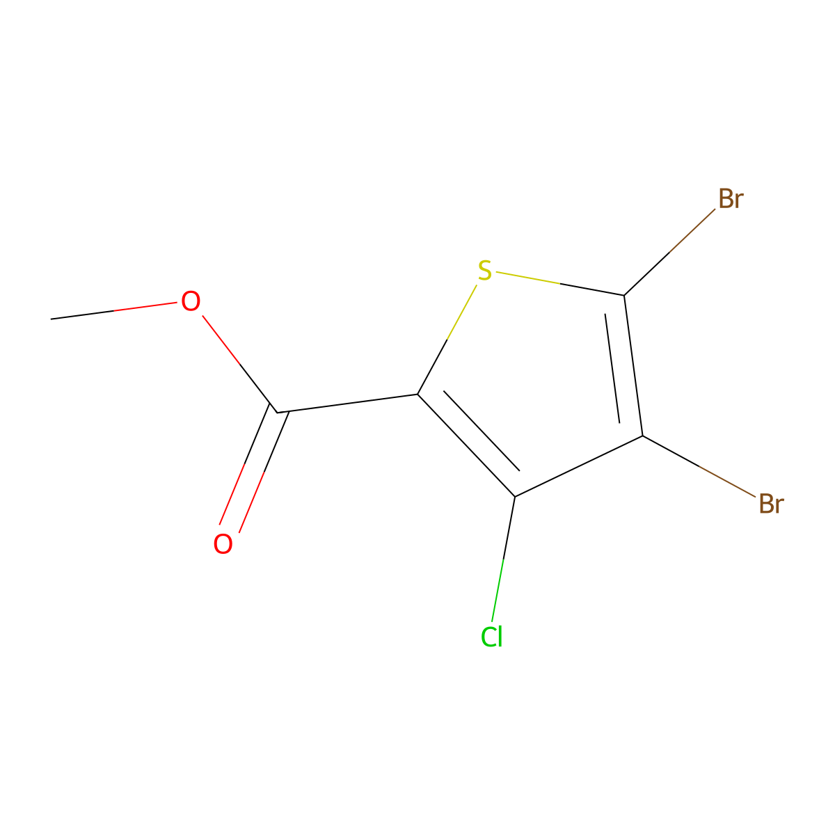 Methyl 4,5-dibromo-3-chlorothiophene-2-carboxylate molecular structure, CAS 1501789-47-4