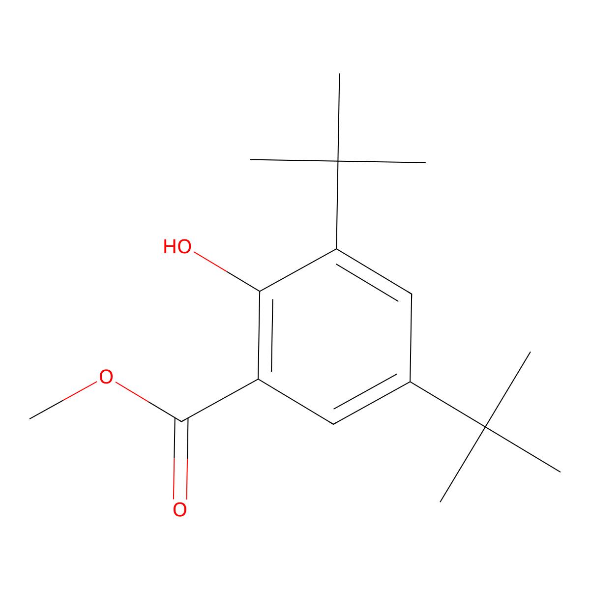 Methyl 3,5-di-t-butylsalicylate molecular structure, CAS 15018-03-8