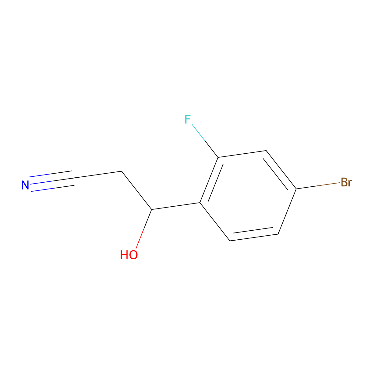 3-(4-Bromo-2-fluorophenyl)-3-hydroxypropanenitrile molecular structure, CAS 1501809-51-3