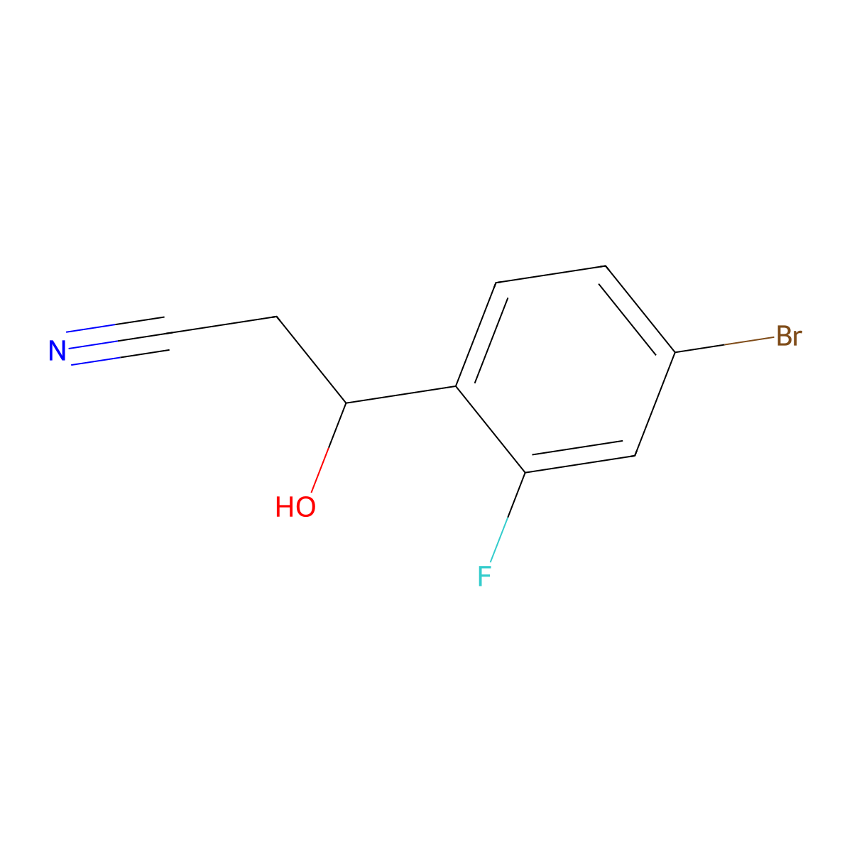 3-(4-Bromo-2-fluorophenyl)-3-hydroxypropanenitrile molecular structure, CAS 1501809-51-3