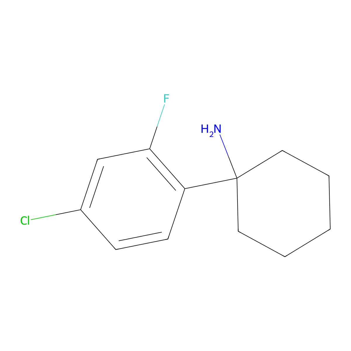 1-(4-Chloro-2-fluorophenyl)cyclohexan-1-amine molecular structure, CAS 1501816-85-8