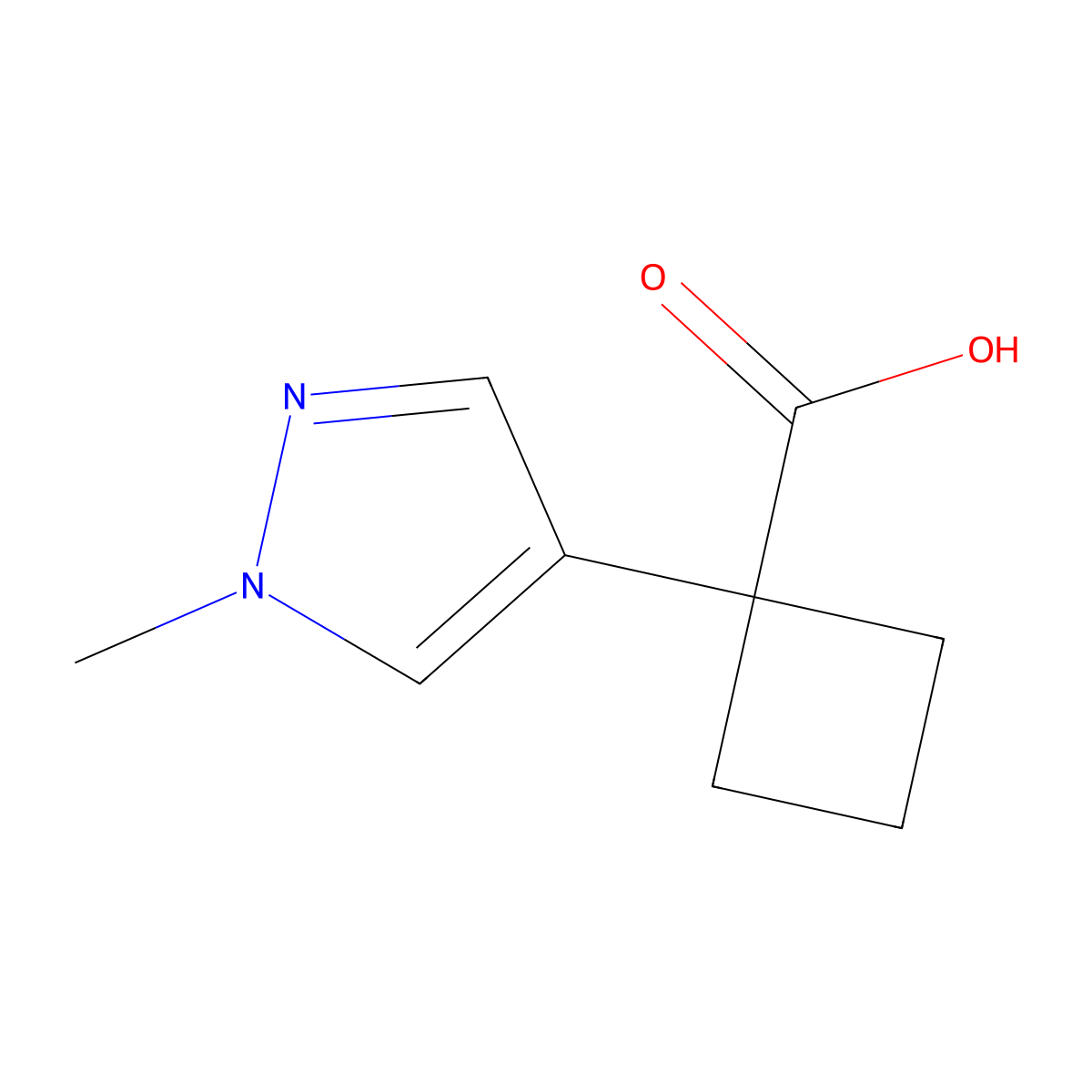 1-(1-Methyl-1H-pyrazol-4-yl)-cyclobutanecarboxylic acid molecular structure, CAS 1501818-86-5