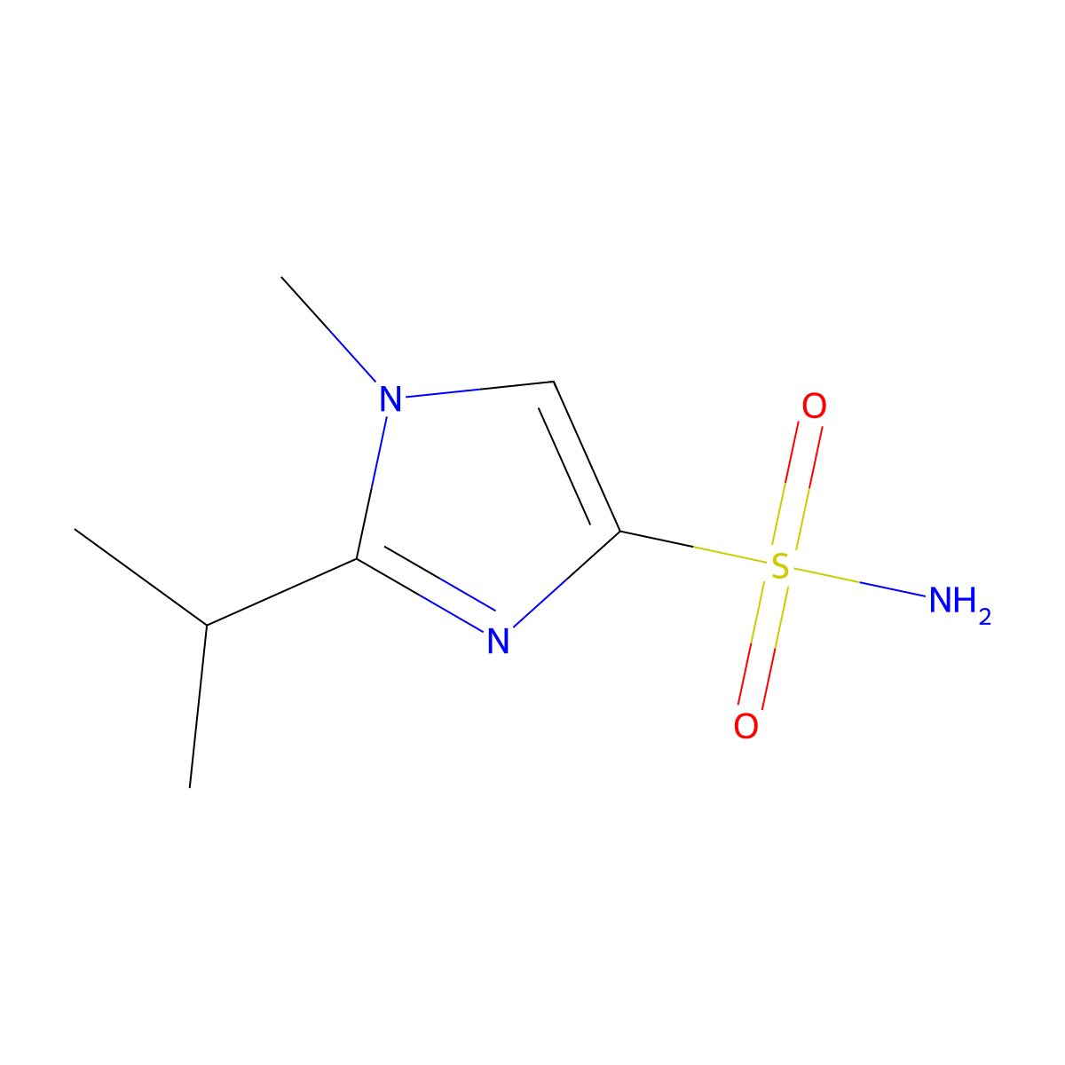 1-methyl-2-(propan-2-yl)-1H-imidazole-4-sulfonamide molecular structure, CAS 1501819-27-7