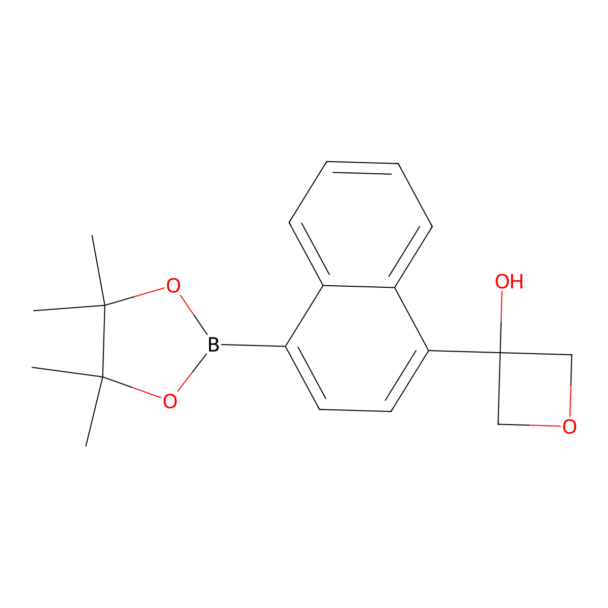 3-Oxetanol, 3-[4-(4,4,5,5-tetramethyl-1,3,2-dioxaborolan-2-yl)-1-naphthalenyl]- molecular structure, CAS 1501853-82-2
