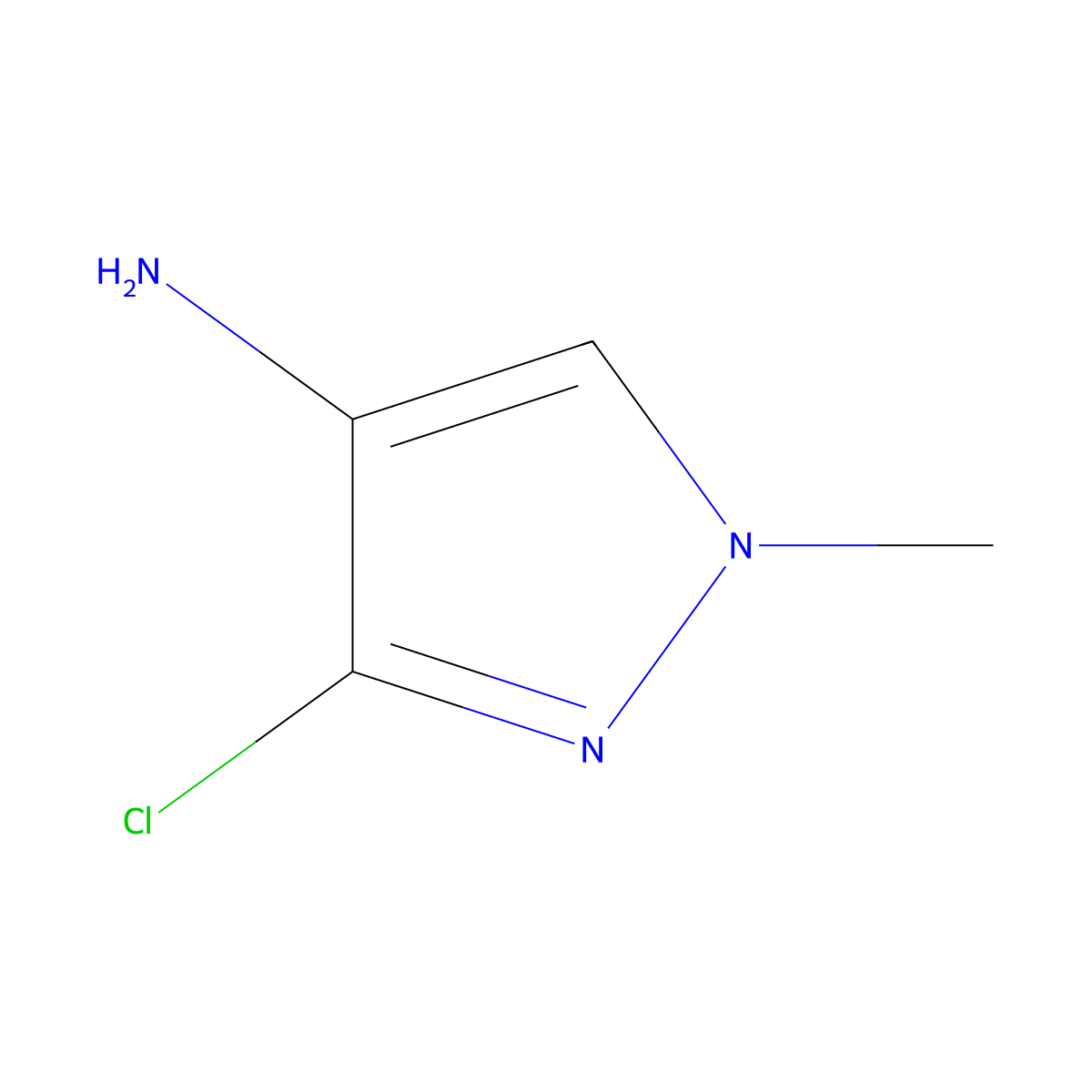 3-chloro-1-methyl-1H-pyrazol-4-amine molecular structure, CAS 150187-11-4