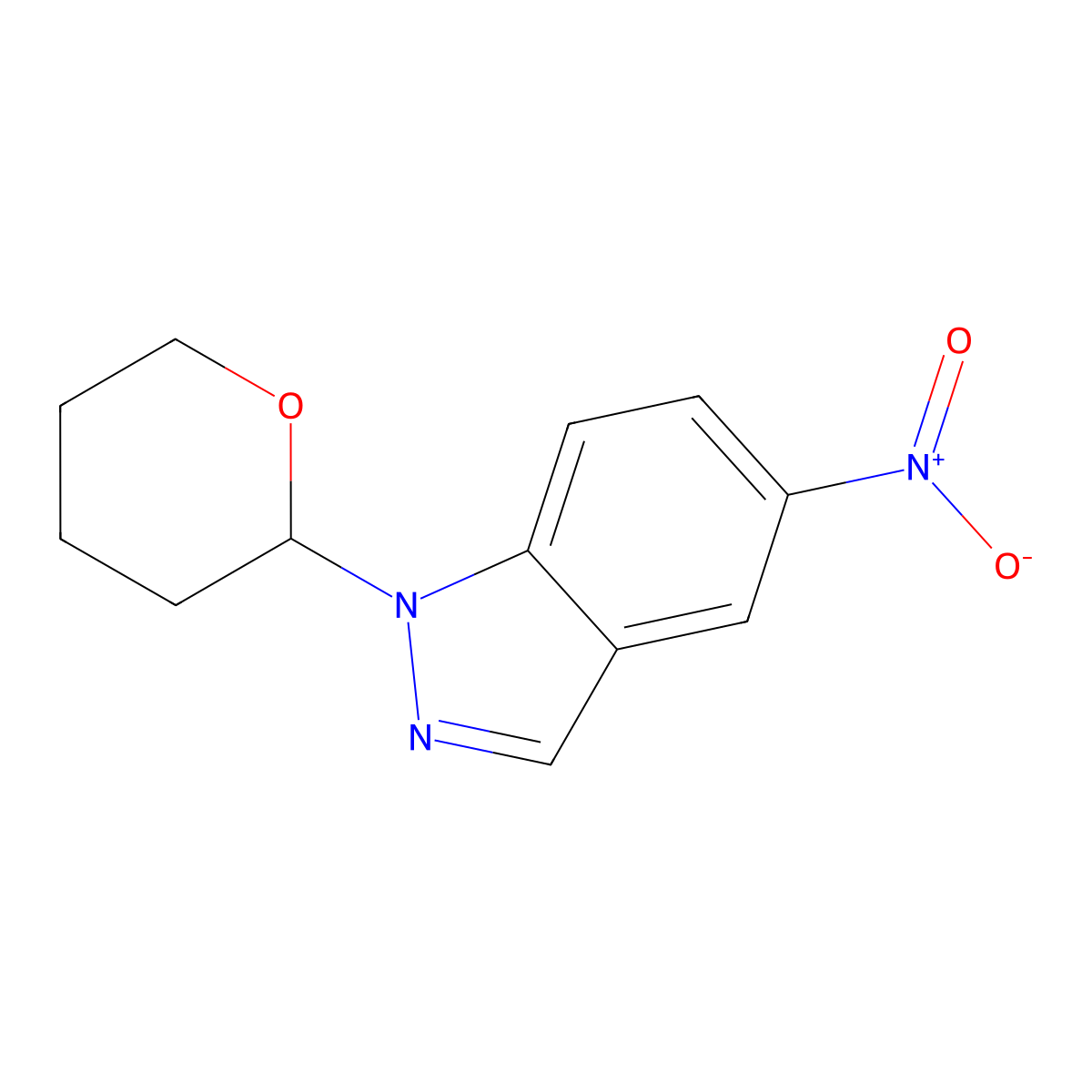 5-Nitro-1-(tetrahydro-2H-pyran-2-yl)-1H-indazole molecular structure, CAS 150187-64-7