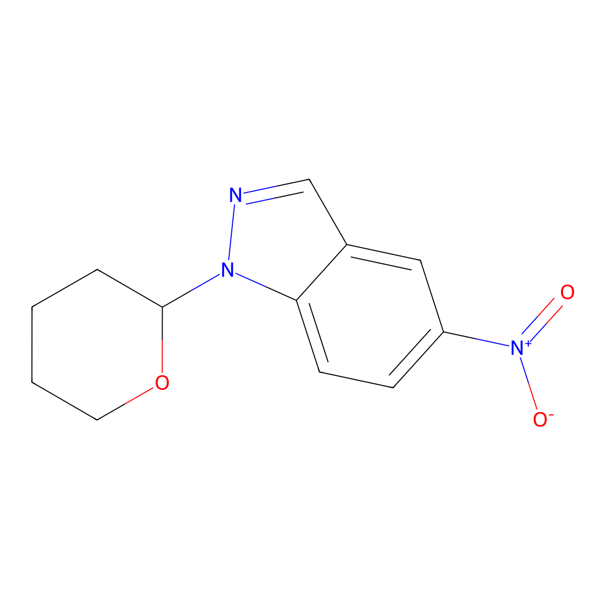 5-Nitro-1-(tetrahydro-2H-pyran-2-yl)-1H-indazole molecular structure, CAS 150187-64-7