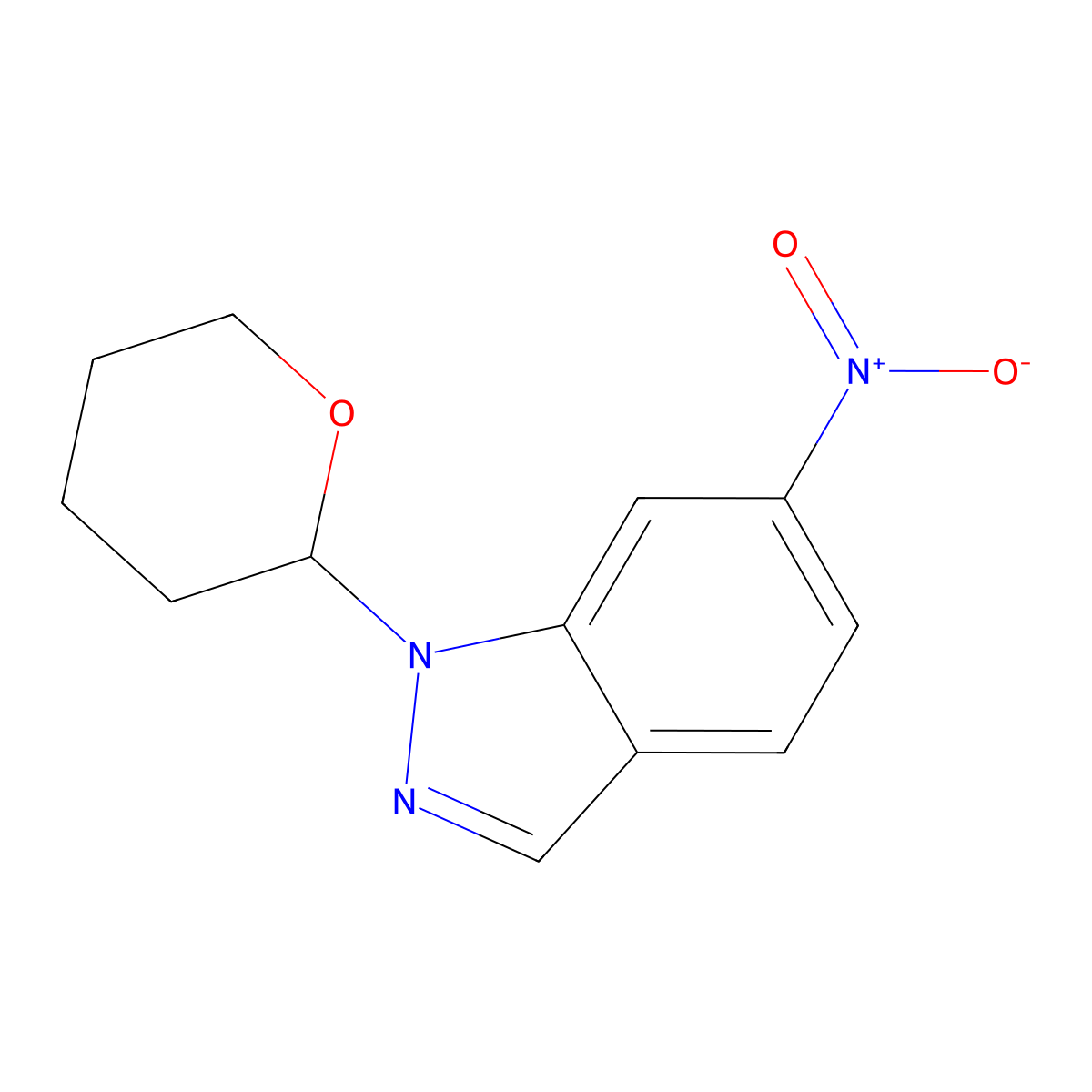 6-Nitro-1-(tetrahydro-2H-pyran-2-yl)-1H-indazole molecular structure, CAS 150187-67-0