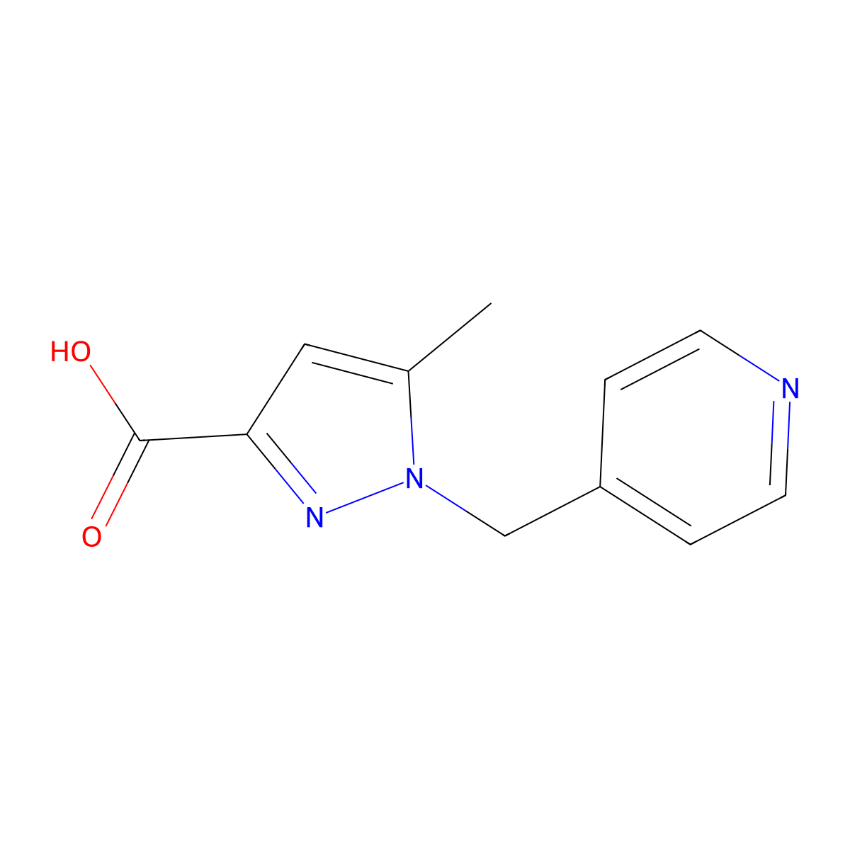 5-Methyl-1-(pyridin-4-ylmethyl)-1H-pyrazole-3-carboxylic acid molecular structure, CAS 1501874-12-9