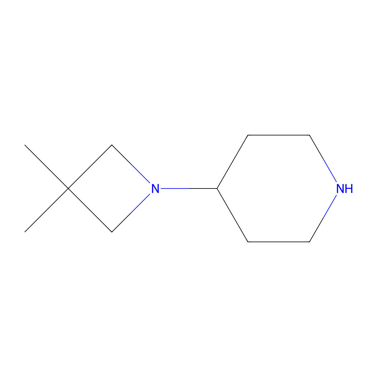 4-(3,3-Dimethylazetidin-1-yl)piperidine molecular structure, CAS 1501888-19-2