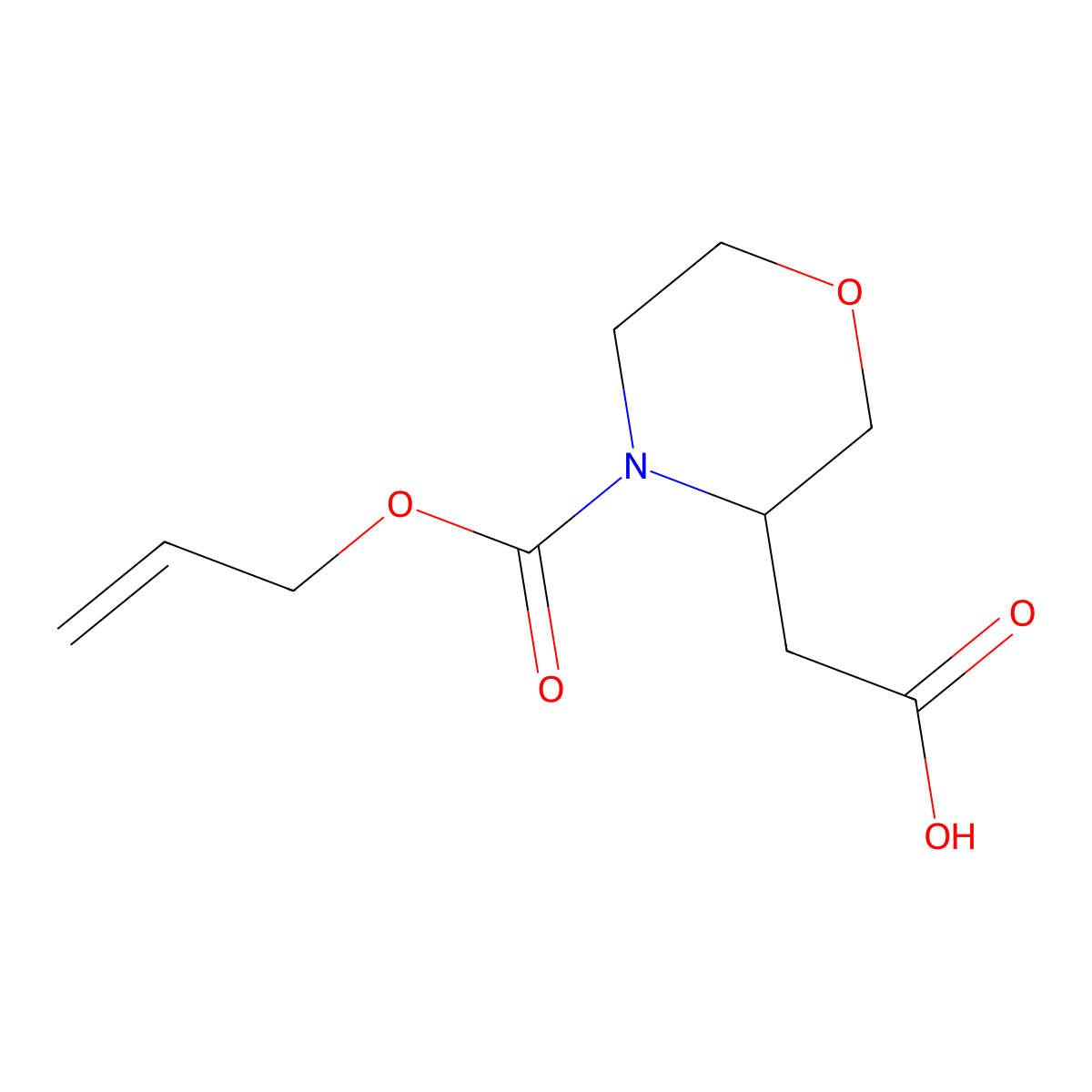 2-{4-[(Prop-2-en-1-yloxy)carbonyl]morpholin-3-yl}acetic acid molecular structure, CAS 1501888-27-2