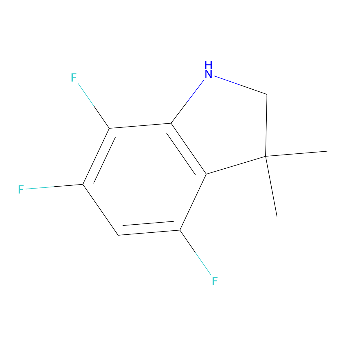 4,6,7-trifluoro-3,3-dimethyl-2,3-dihydro-1H-indole molecular structure, CAS 1501894-19-4