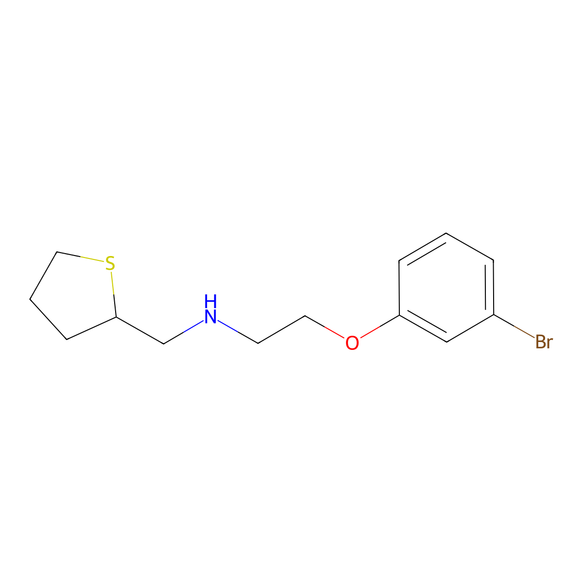 2-(3-Bromophenoxy)-N-((tetrahydrothiophen-2-yl)methyl)ethan-1-amine molecular structure, CAS 1501898-41-4