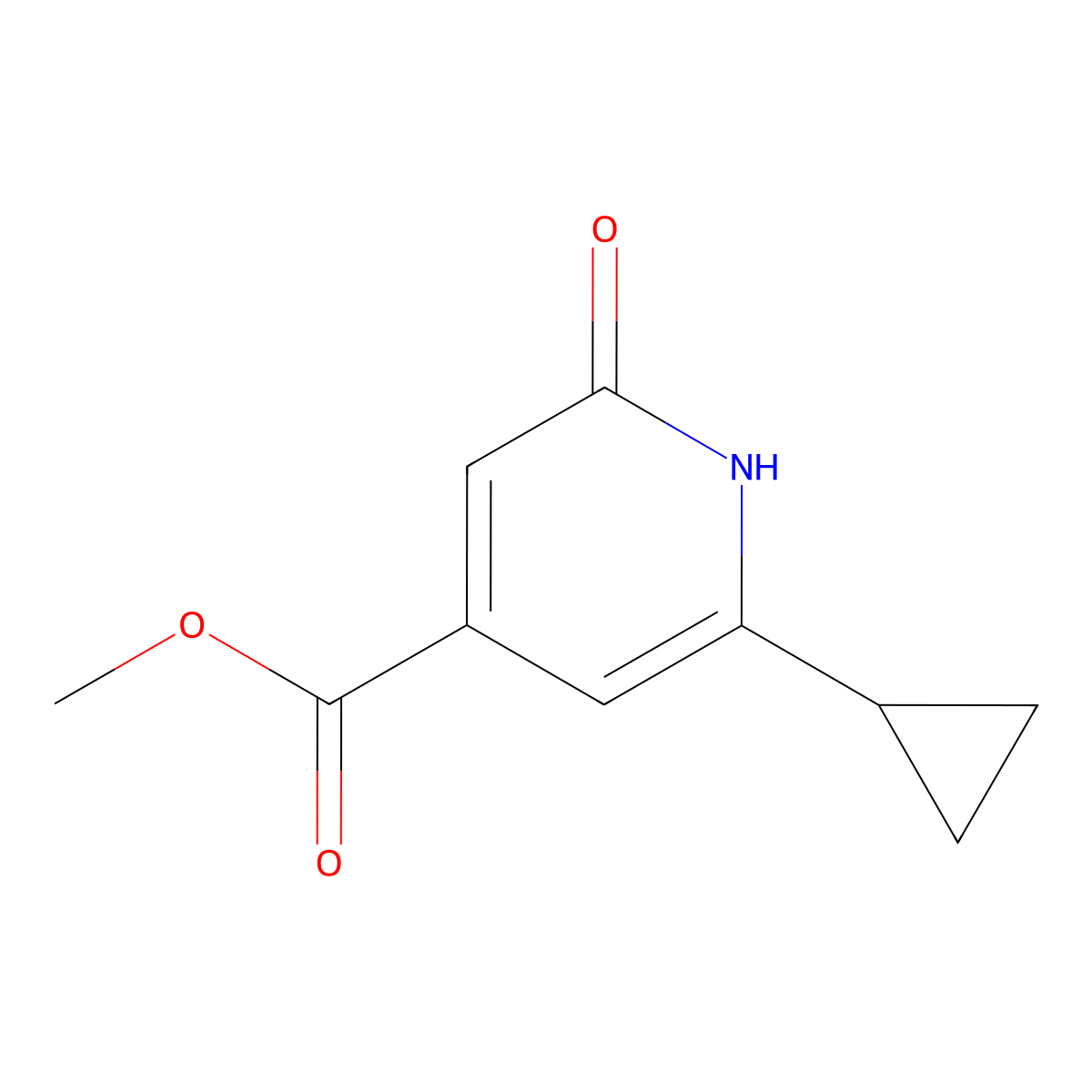 Methyl 6-cyclopropyl-2-oxo-1,2-dihydropyridine-4-carboxylate molecular structure, CAS 150190-01-5