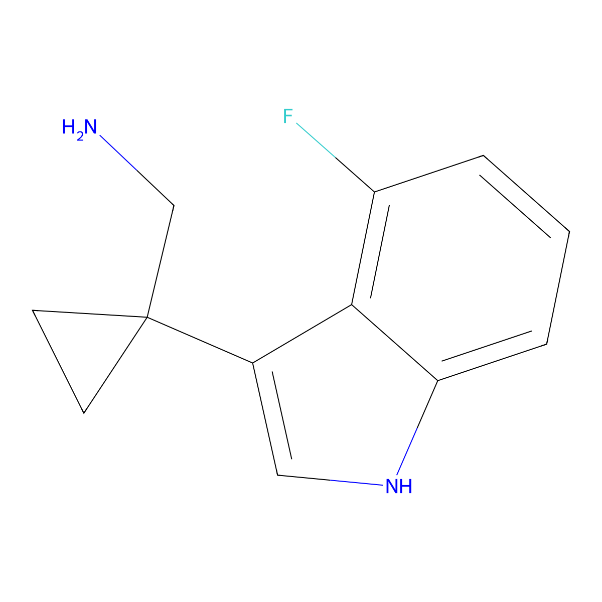 (1-(4-Fluoro-1H-indol-3-yl)cyclopropyl)methanamine molecular structure, CAS 1501903-29-2
