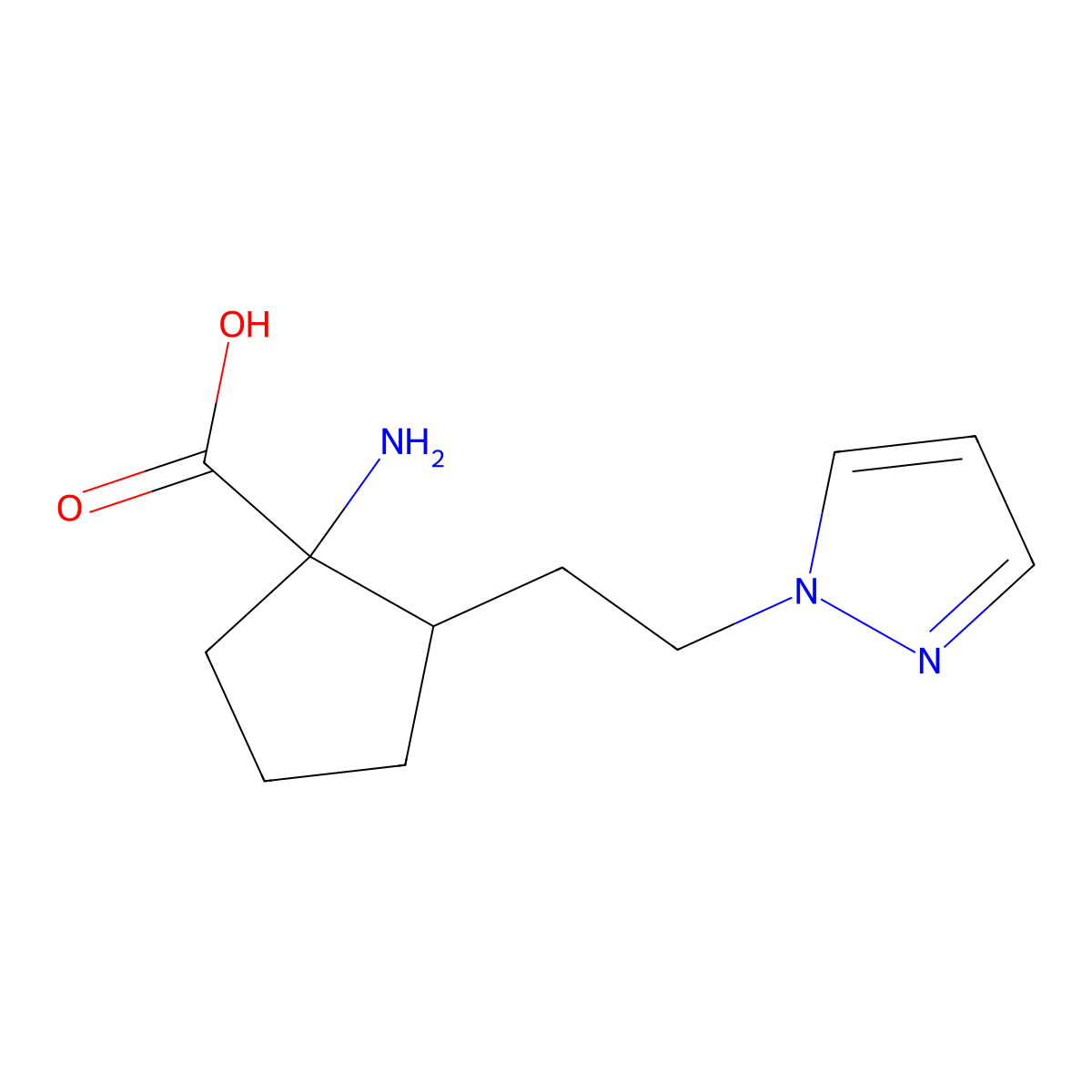 2-(2-(1h-Pyrazol-1-yl)ethyl)-1-aminocyclopentane-1-carboxylic acid molecular structure, CAS 1501911-71-2