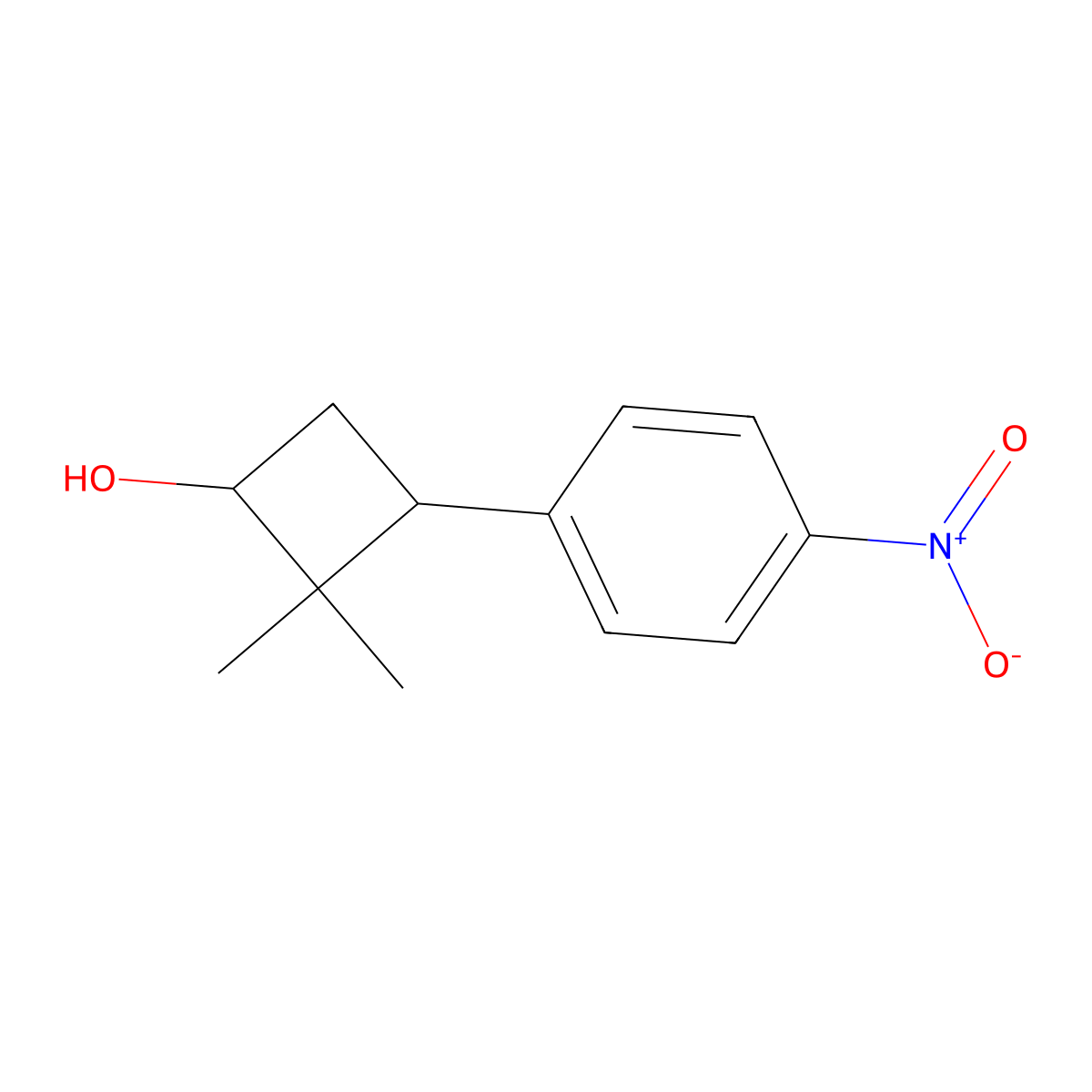 2,2-Dimethyl-3-(4-nitrophenyl)cyclobutan-1-ol molecular structure, CAS 1501923-09-6