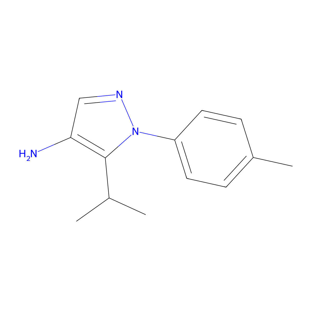1-(4-methylphenyl)-5-(propan-2-yl)-1H-pyrazol-4-amine molecular structure, CAS 1501926-22-2