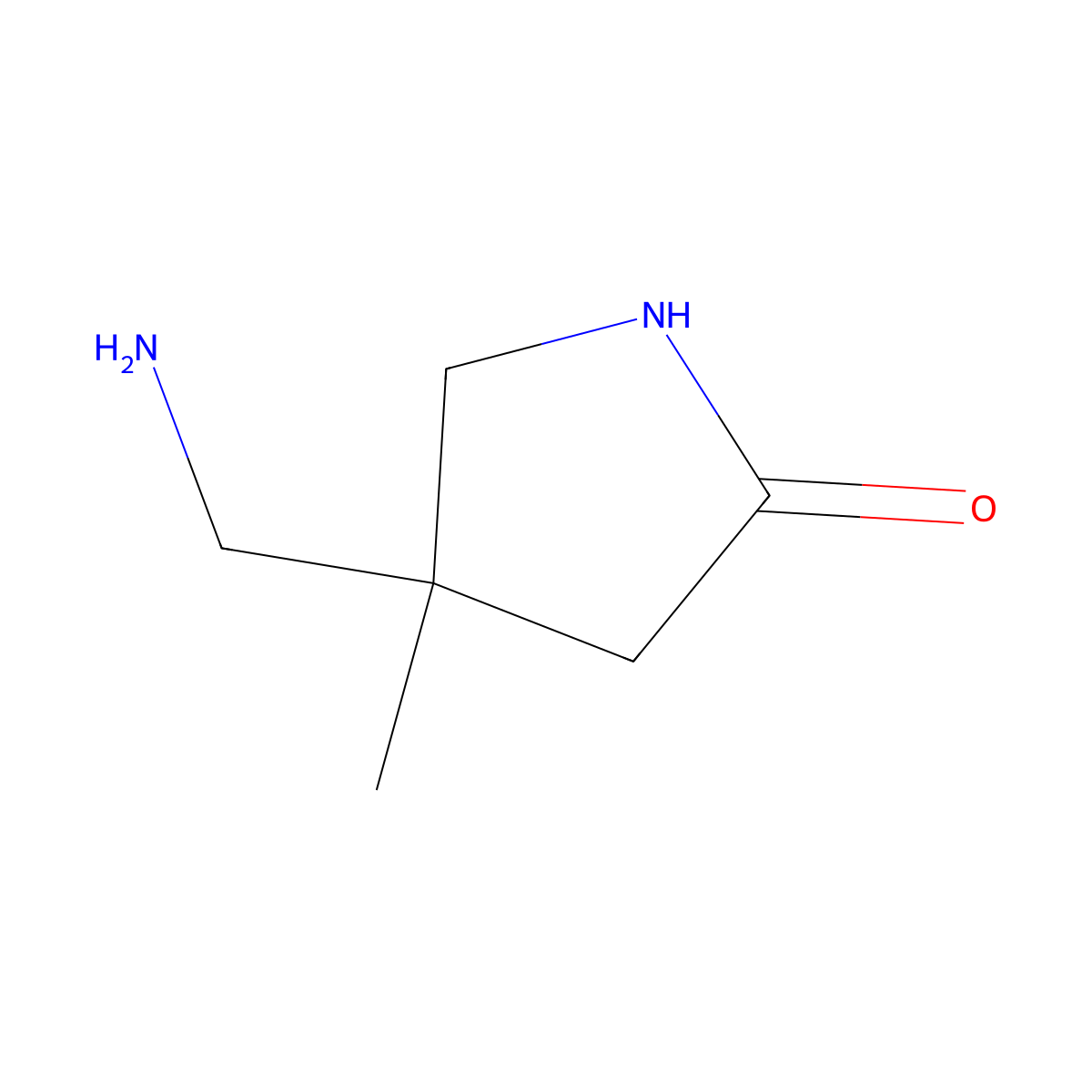 4-(Aminomethyl)-4-methyl-pyrrolidin-2-one molecular structure, CAS 1501937-68-3