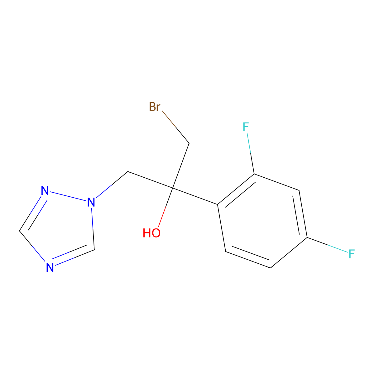 1-Bromo-2-(2,4-difluorophenyl)-3-(1H-1,2,4-triazol-1-yl)propan-2-ol molecular structure, CAS 150194-52-8
