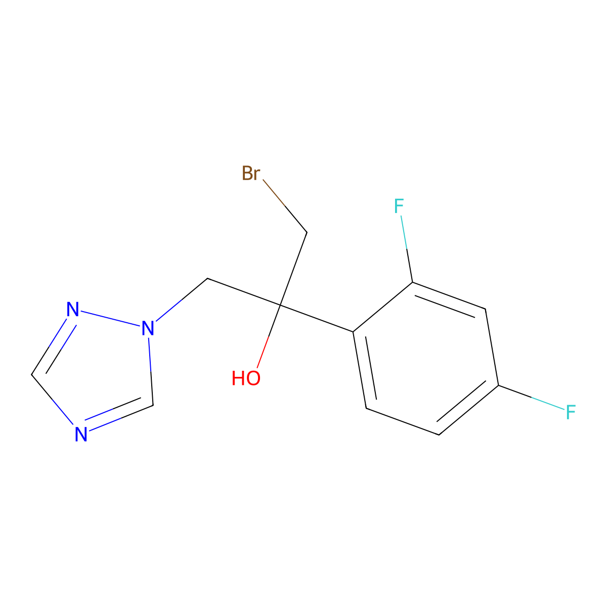 1-Bromo-2-(2,4-difluorophenyl)-3-(1H-1,2,4-triazol-1-yl)propan-2-ol molecular structure, CAS 150194-52-8